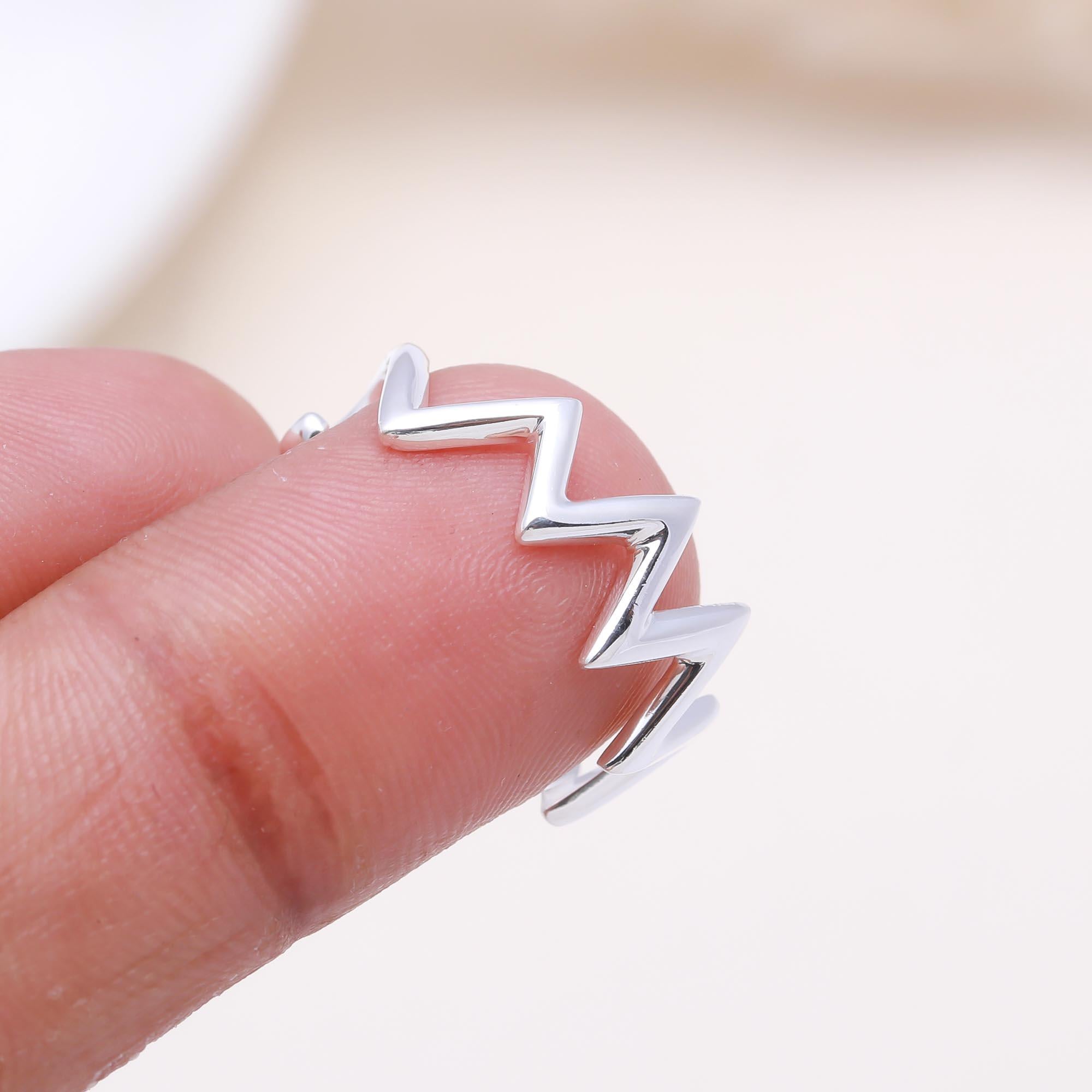 The Electric Beat: Silver Zigzag Wave Ring