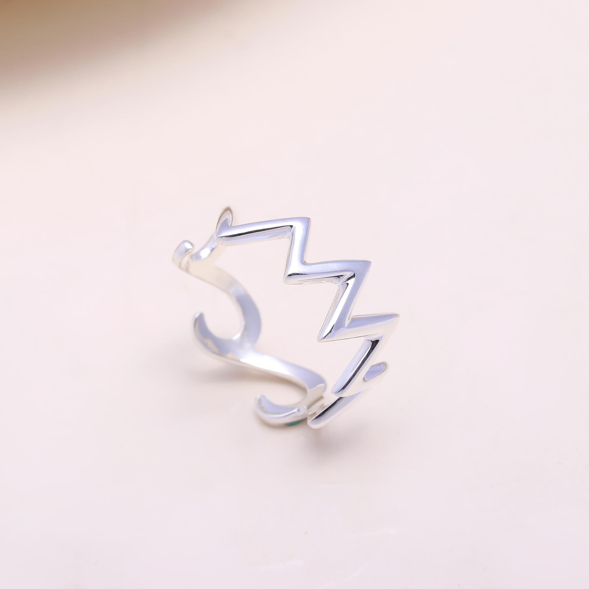 The Electric Beat: Silver Zigzag Wave Ring