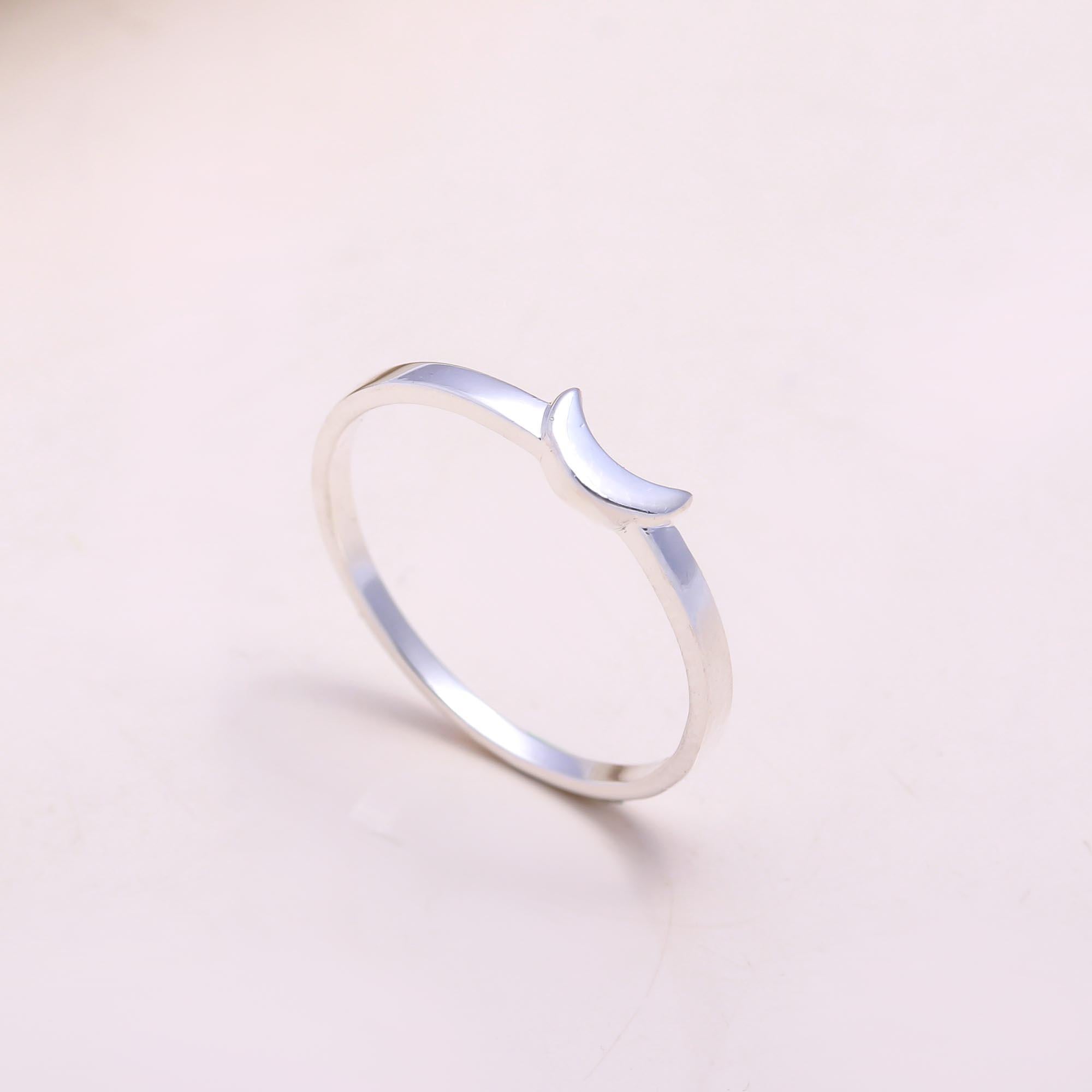 The Crescent Dreams: Minimalist Silver Moon Ring