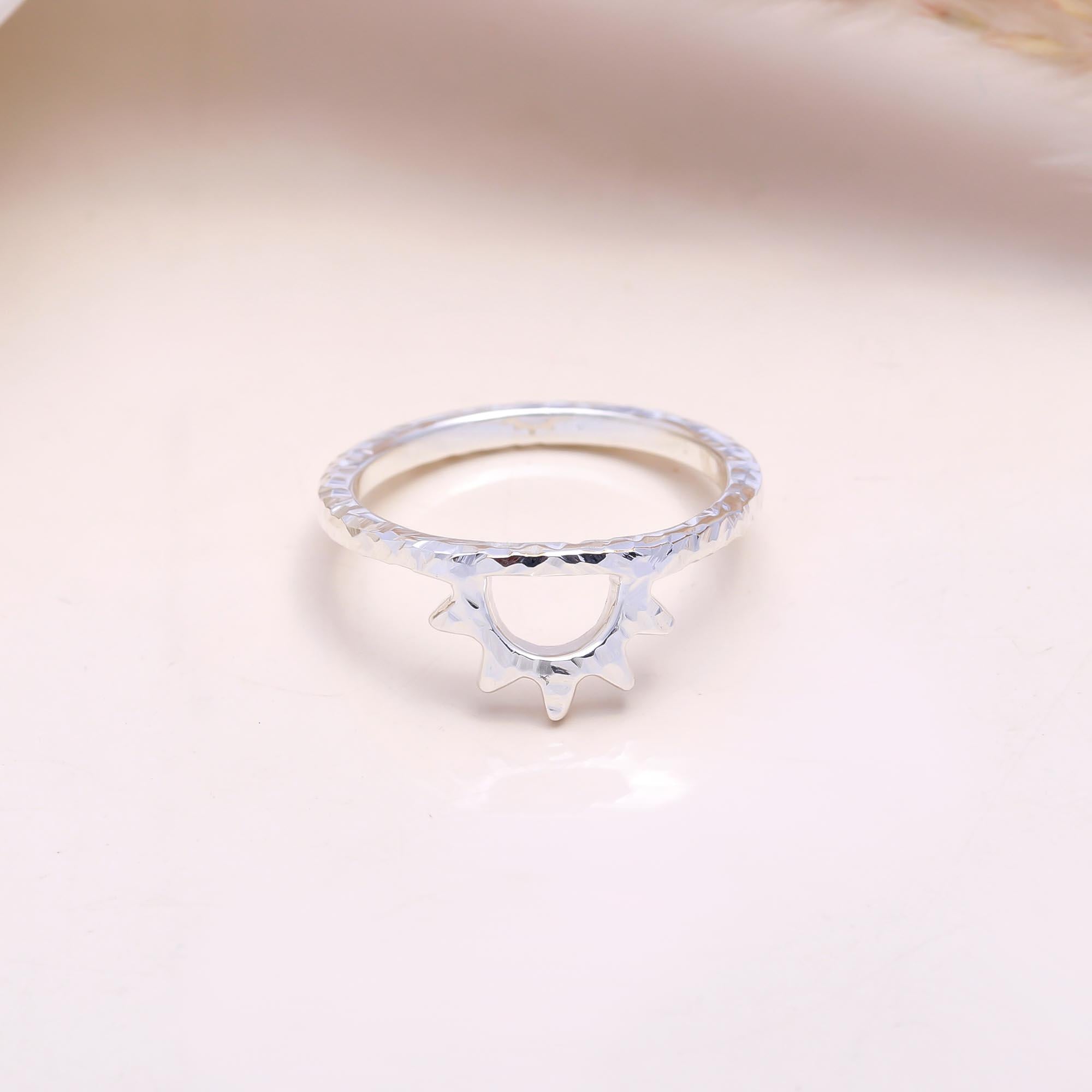 The Morning Rays: Silver Half Sun Ring