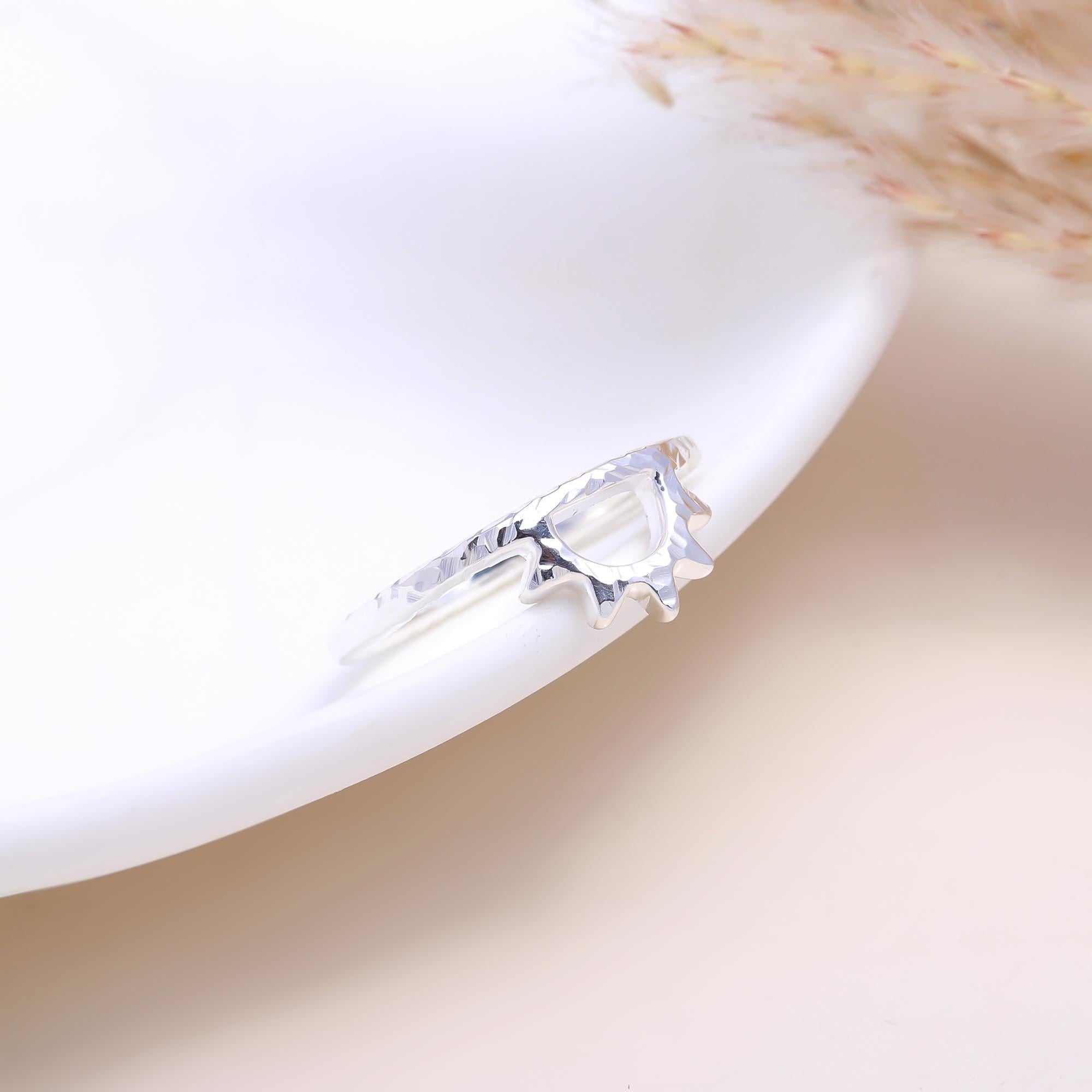 The Morning Rays: Silver Half Sun Ring