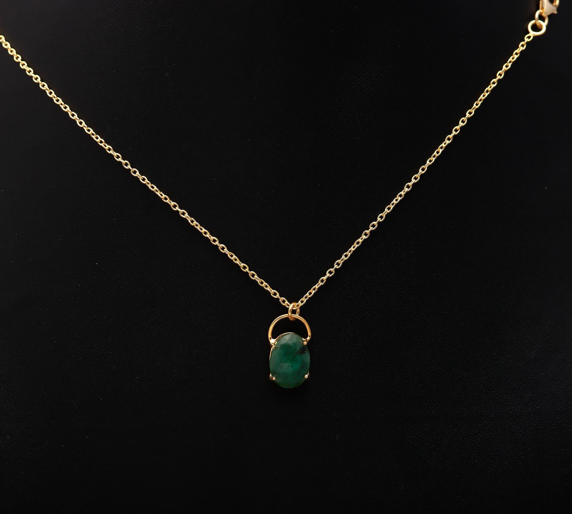 925 Silver Zambian Emerald Pendant Necklace