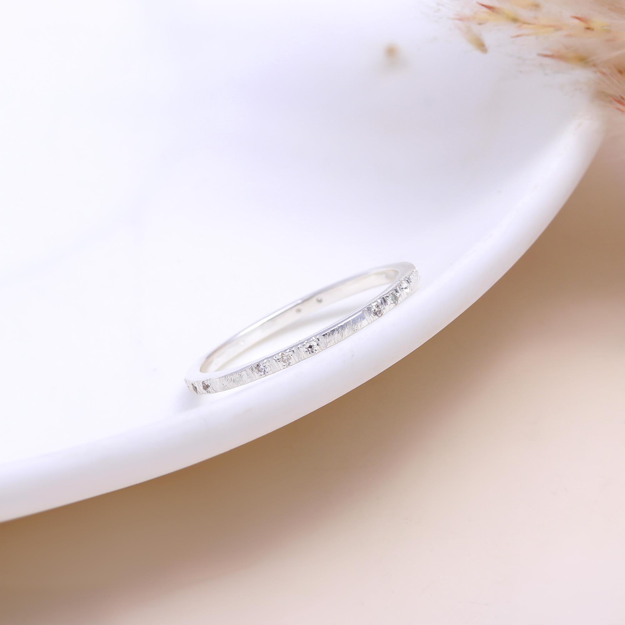 The Subtle Sparkle: Textured Cubic zirconia Band