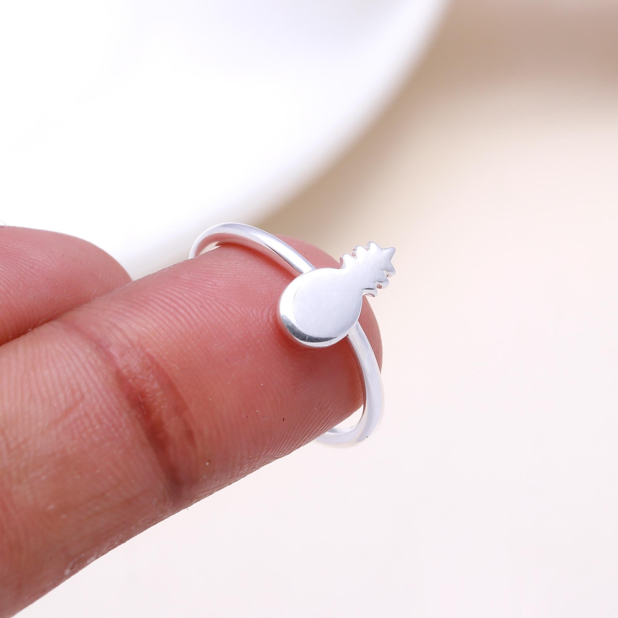 The Island Vibes: Minimalist Silver Pineapple Ring