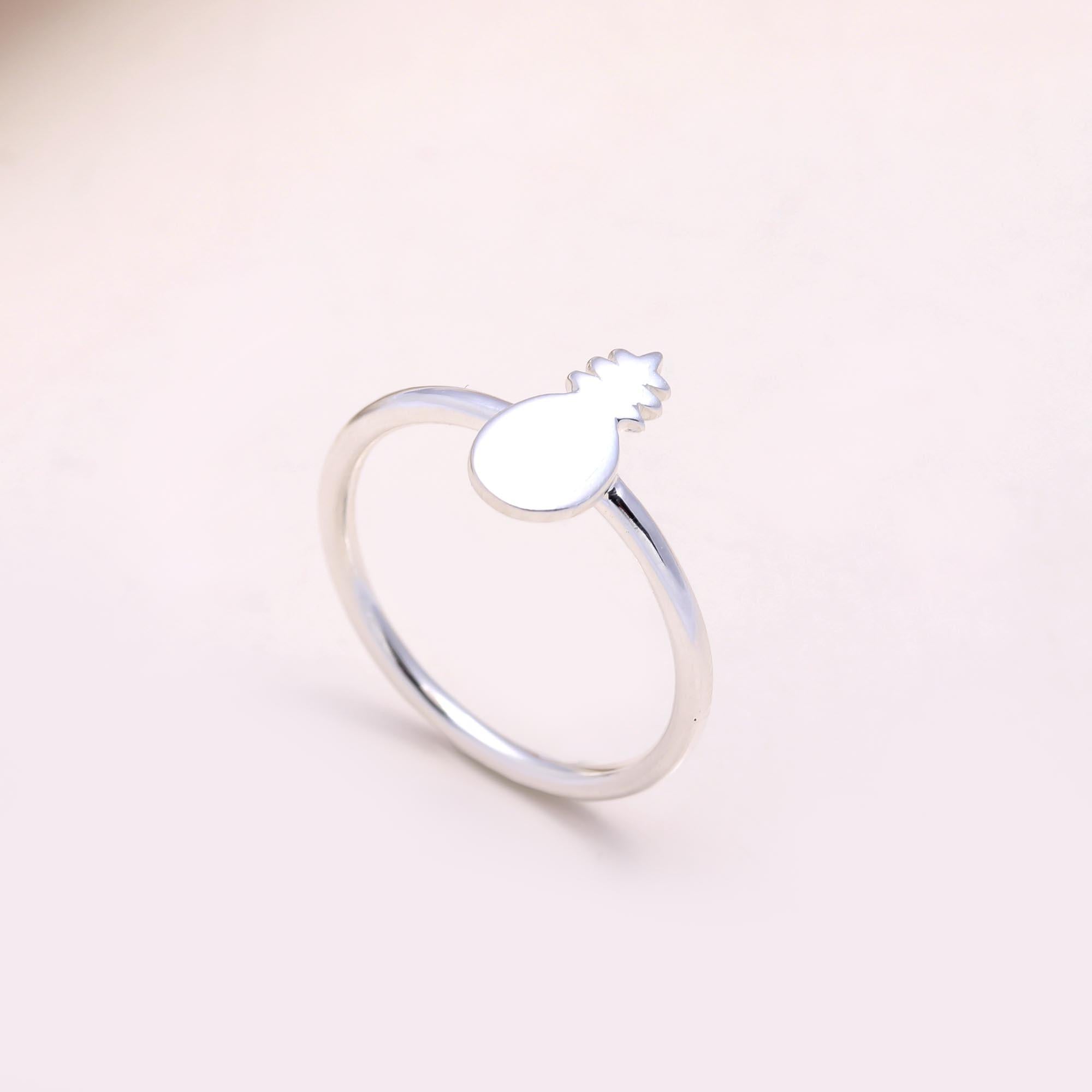 The Island Vibes: Minimalist Silver Pineapple Ring