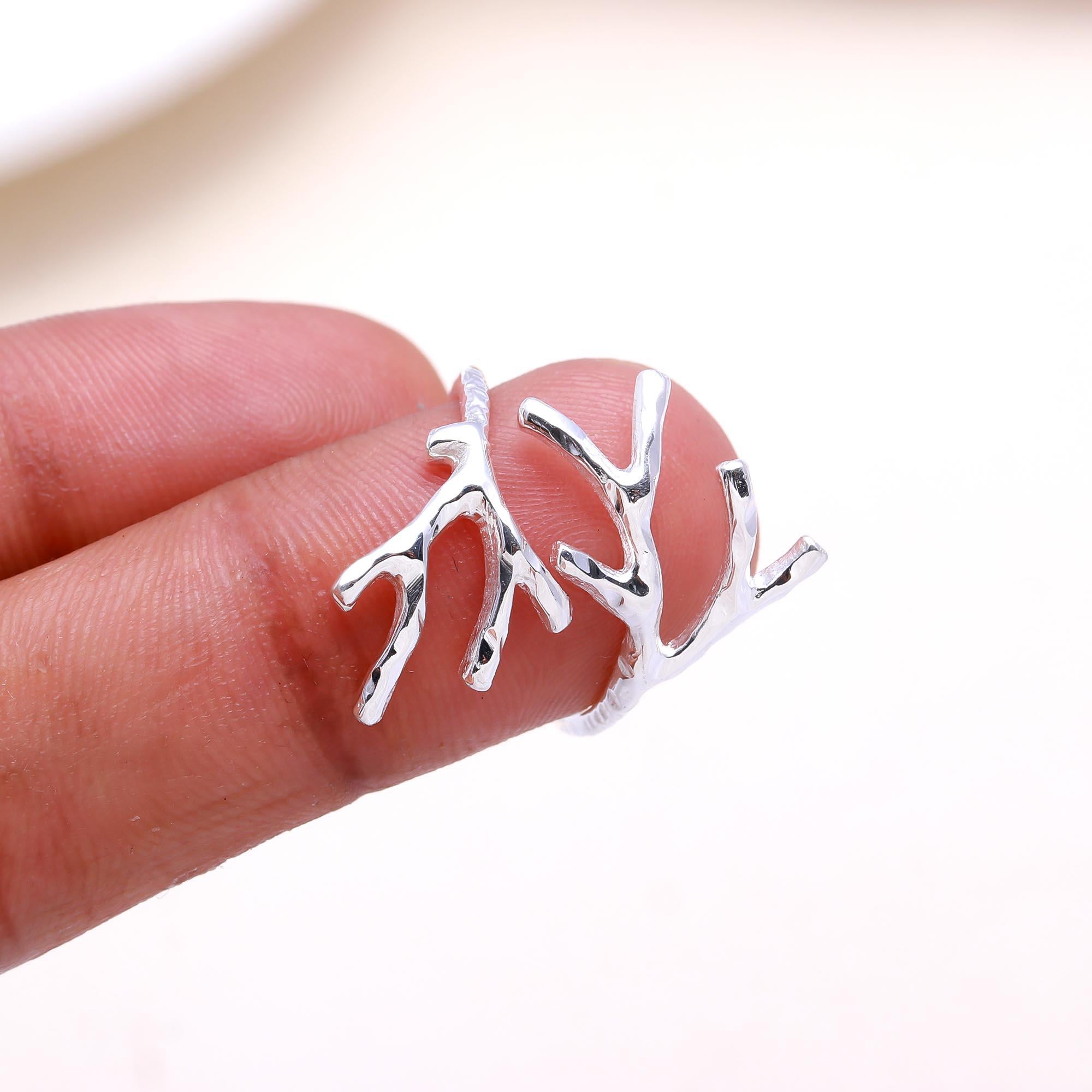 The Organic Form: Silver Coral Branch Open Ring