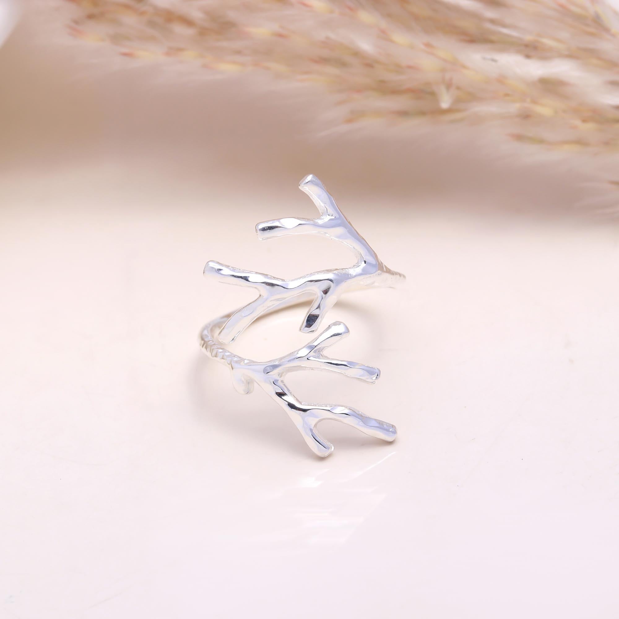 The Organic Form: Silver Coral Branch Open Ring
