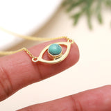 Solid 925 Silver Evil Turquoise Necklace