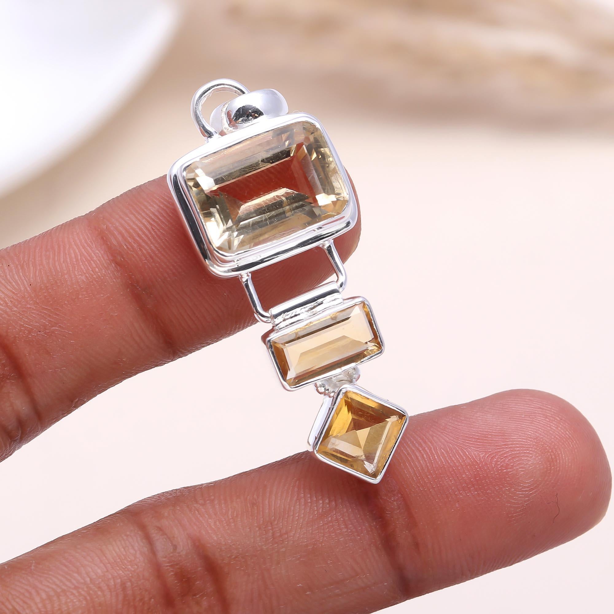 The Golden Tier: Triple Drop Citrine Pendant