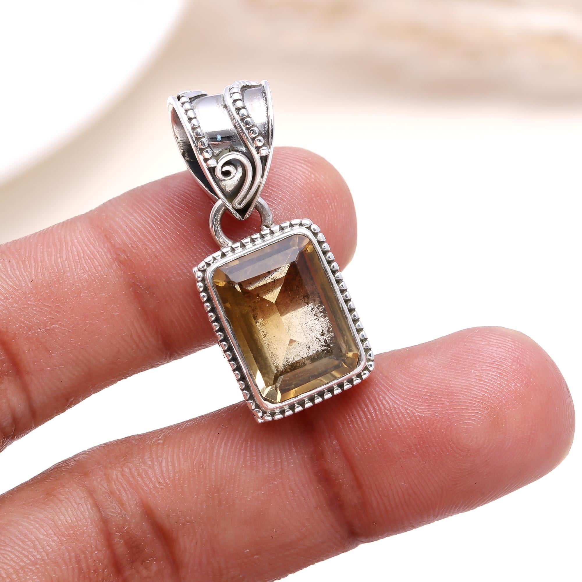 The Amber Glow: Emerald Cut Citrine Necklace