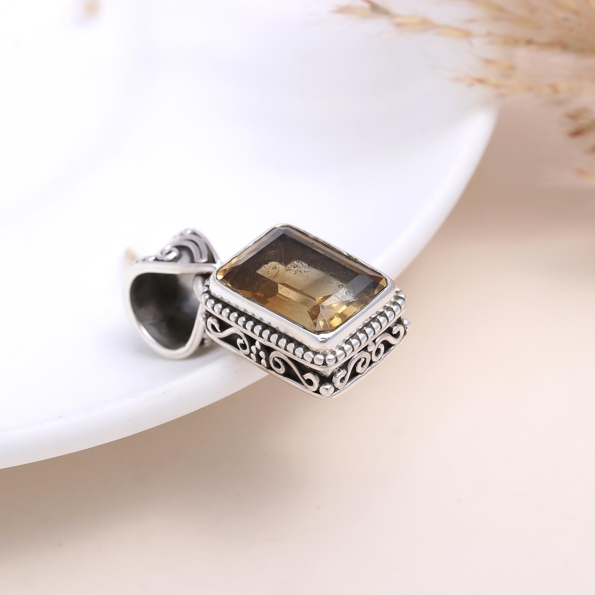 The Amber Glow: Emerald Cut Citrine Necklace
