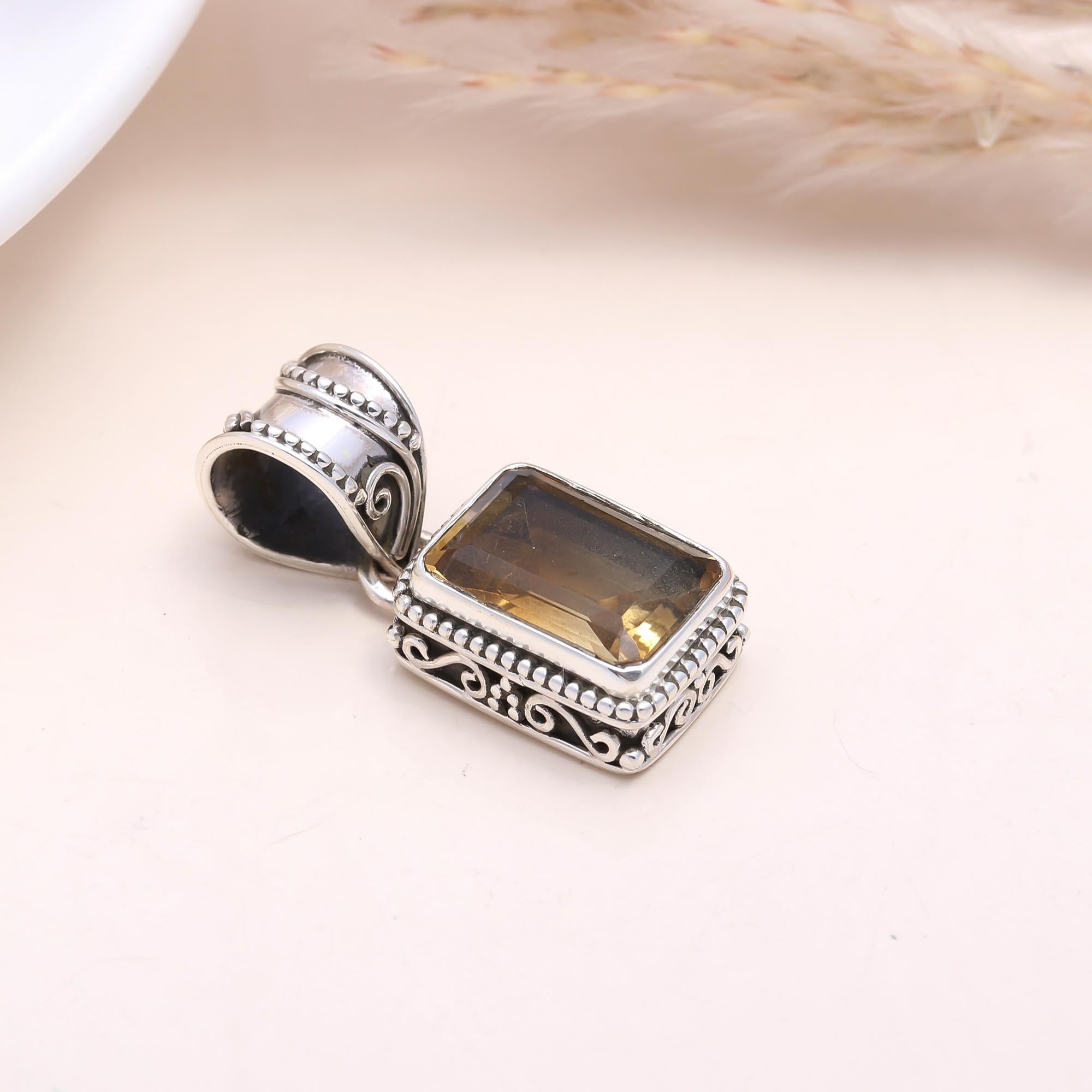 The Amber Glow: Emerald Cut Citrine Necklace