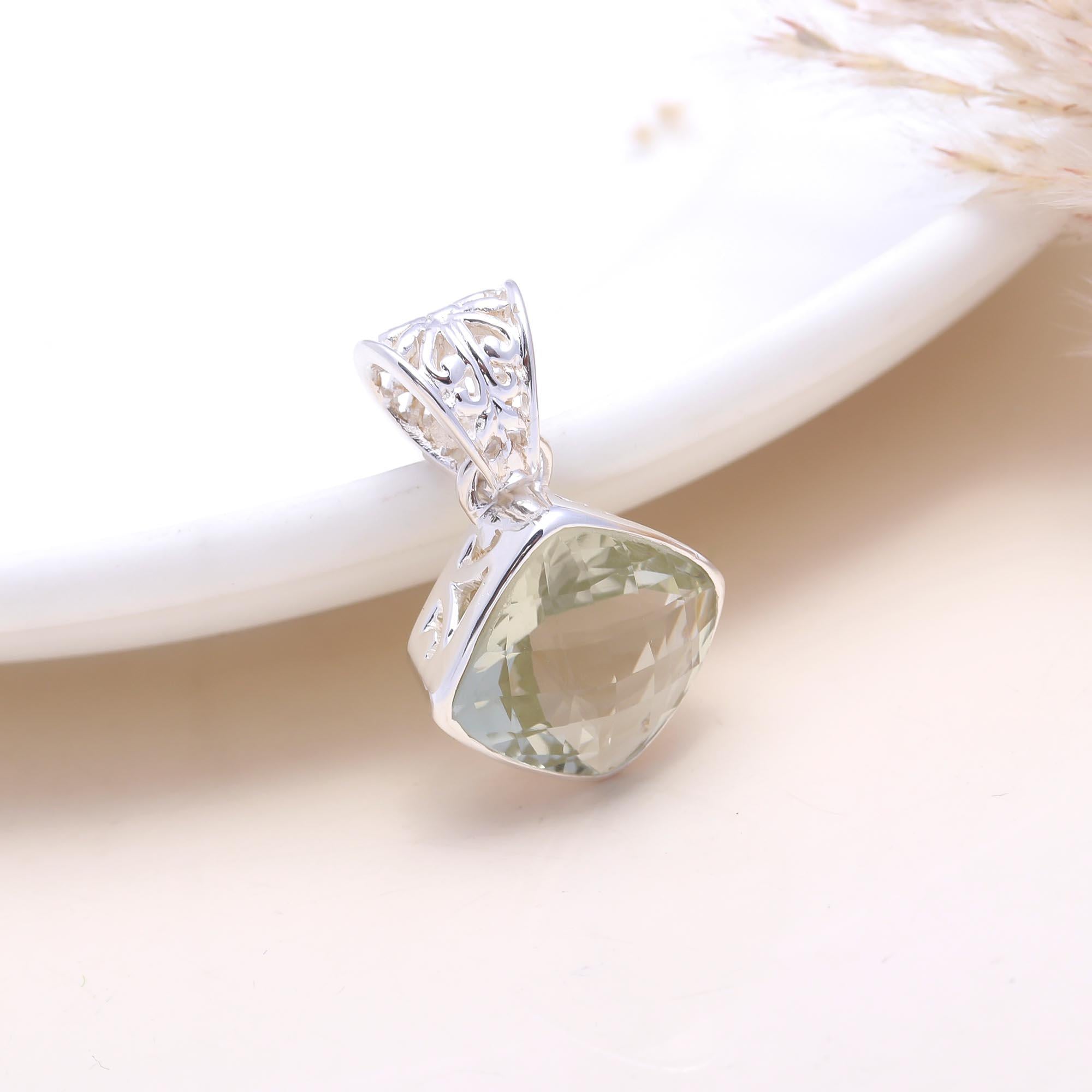 The Prism Filigree Pendant: Green Amethyst Filigree Bail Necklace