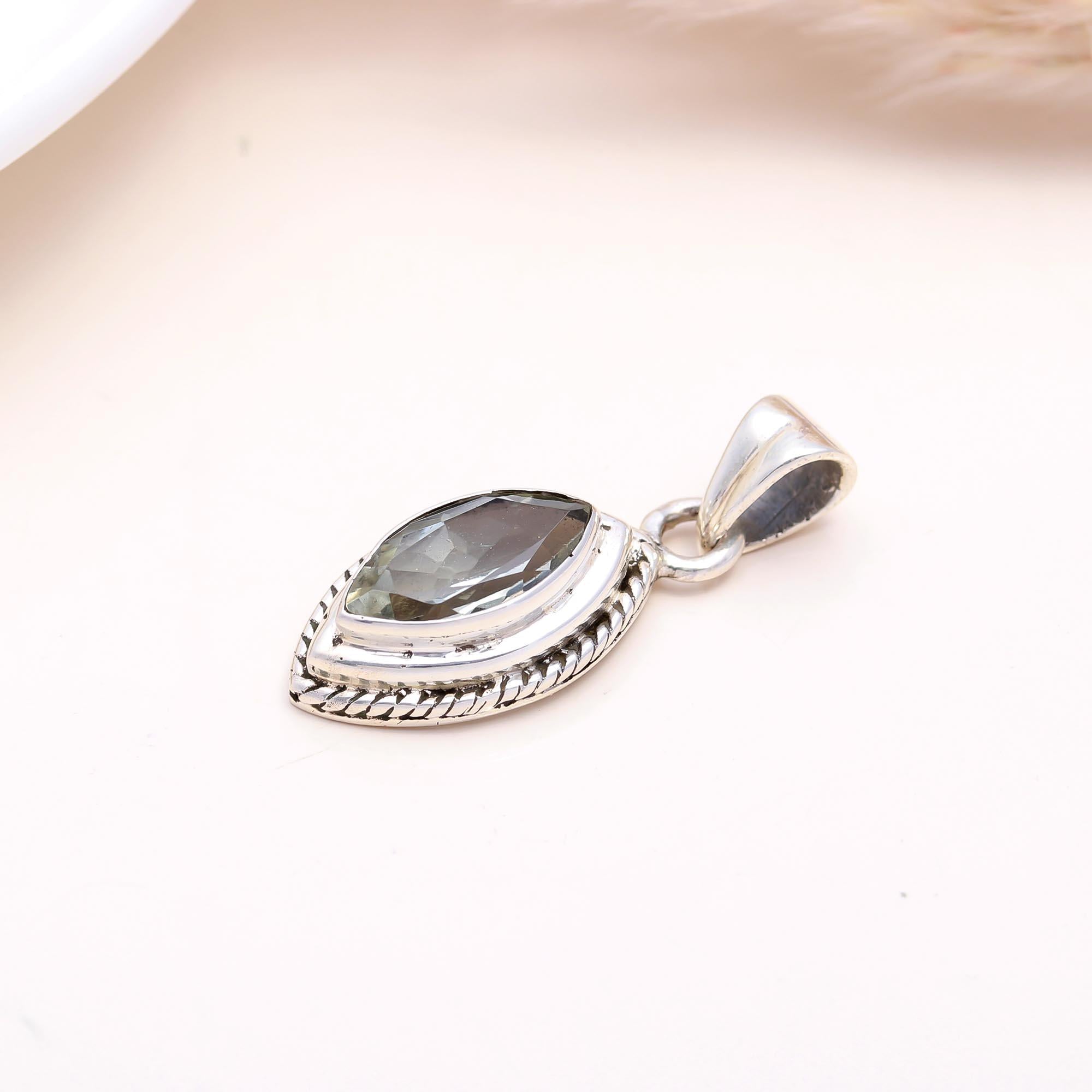 The Verdant Marquise: Marquise Green Amethyst Pendant