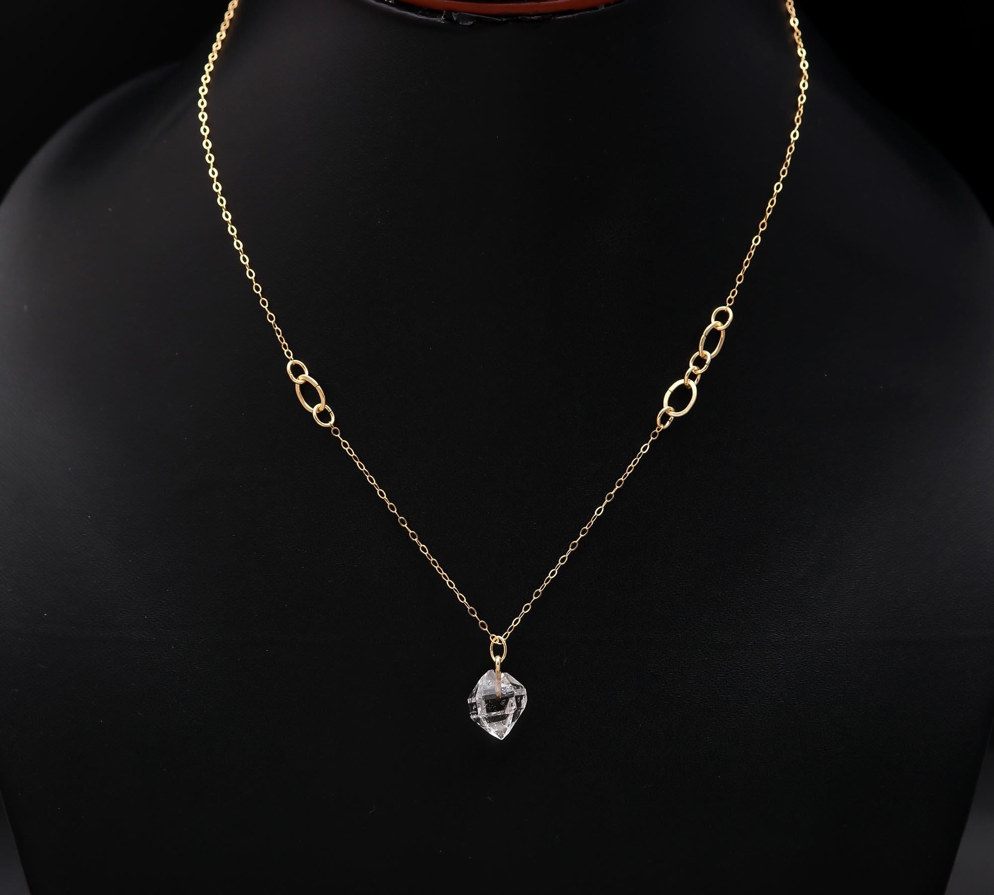 925 Silver Raw Herkimer Pendant Necklace