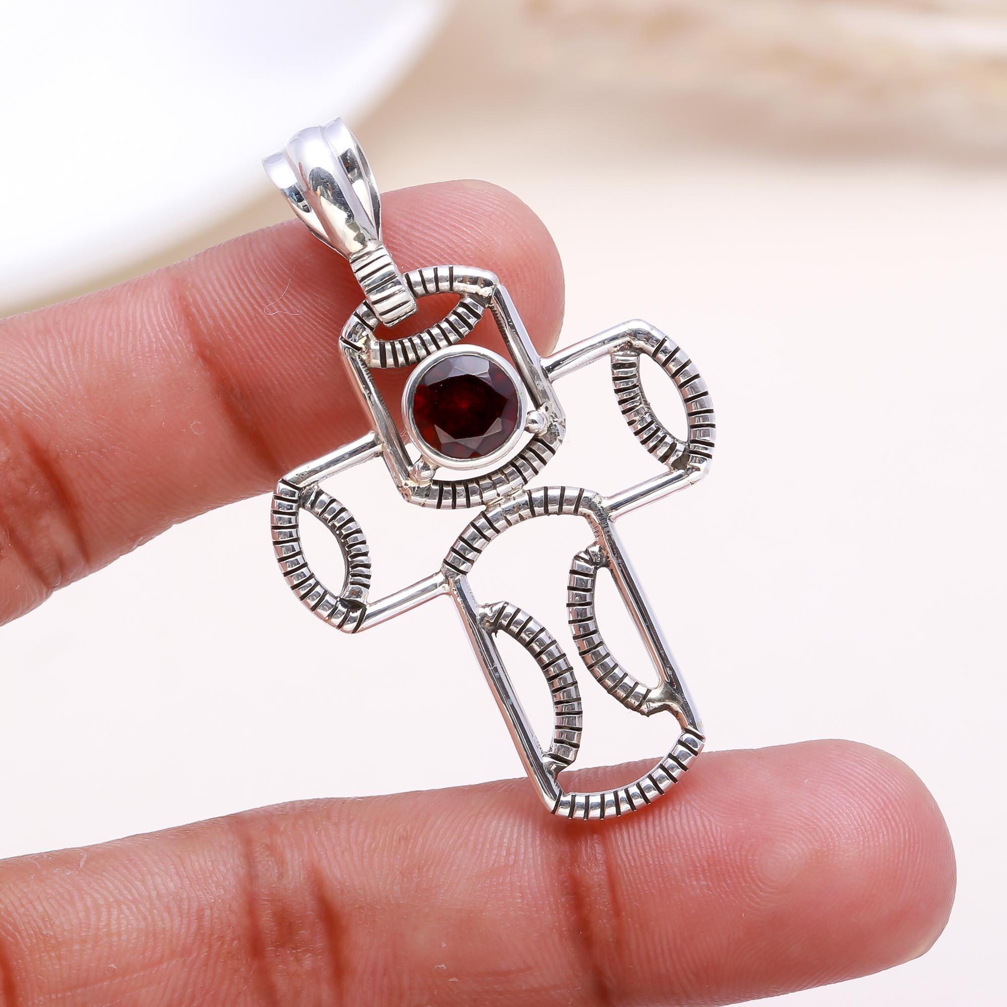 The Tribal Shield: Garnet Wire-Work Pendant