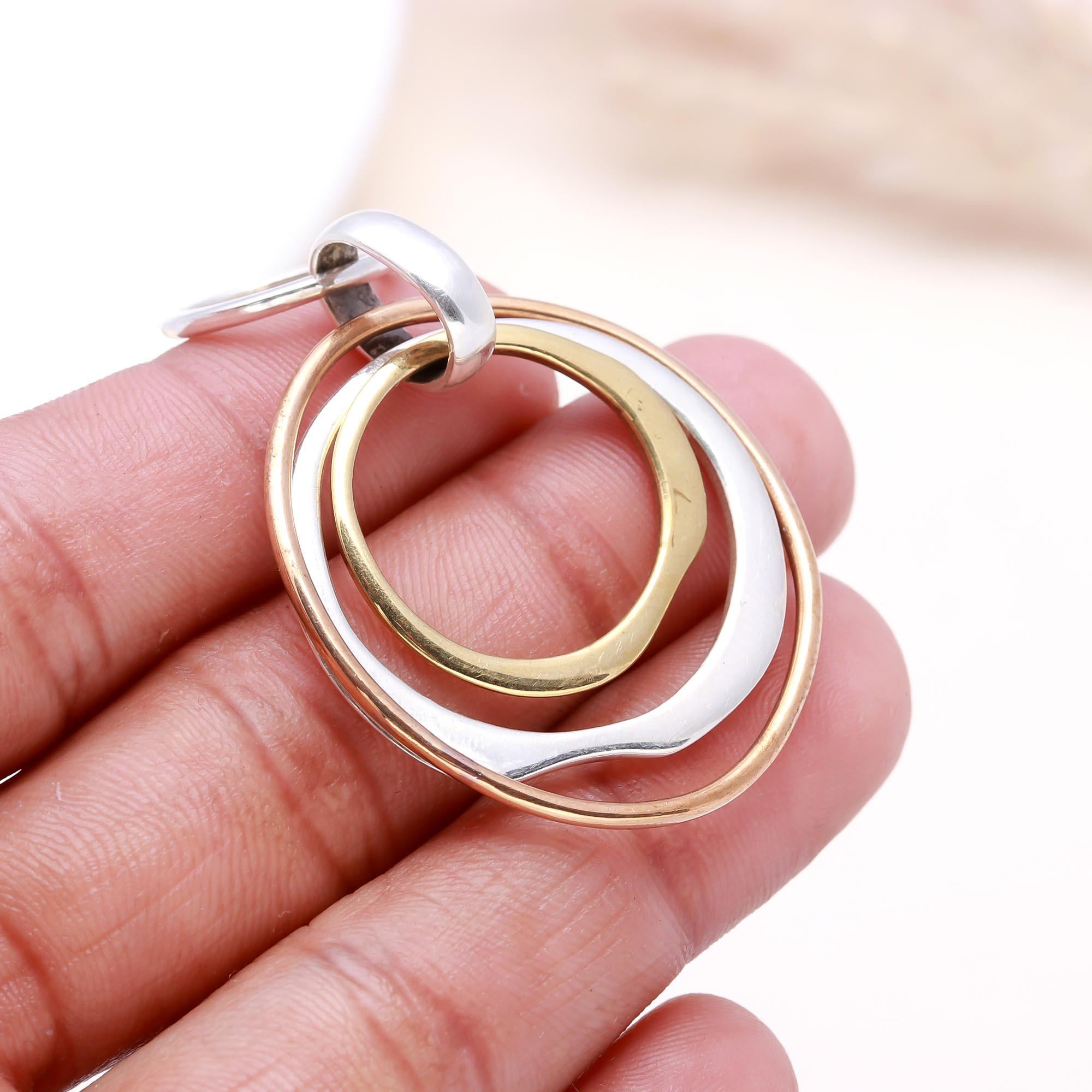 The Tri-Tone Unity: Organic Interlocking Circles Necklace