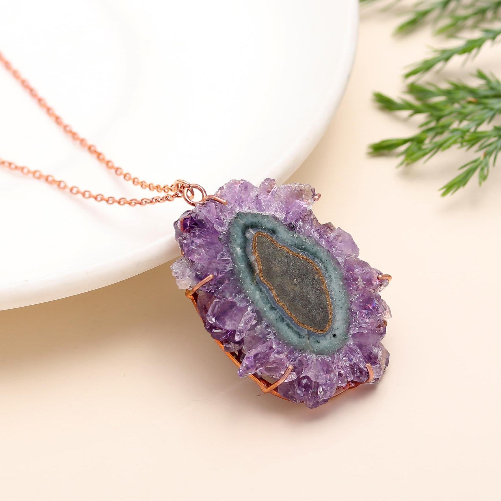 The Violet Galaxy: Amethyst Stalactite Slice Pendant Necklace