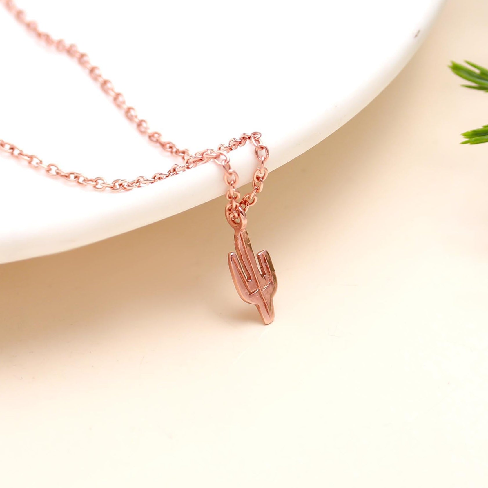 925 Silver Mini Cactus Pendant Necklace