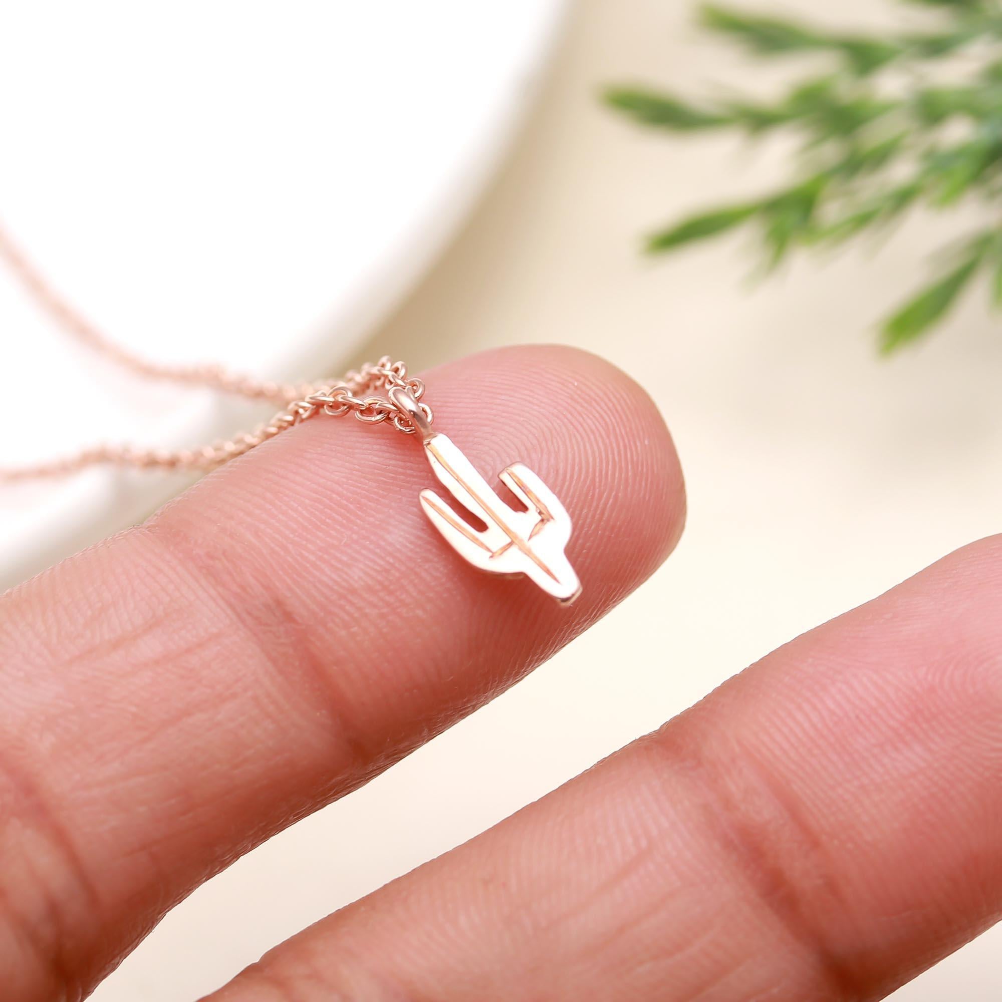 925 Silver Mini Cactus Pendant Necklace
