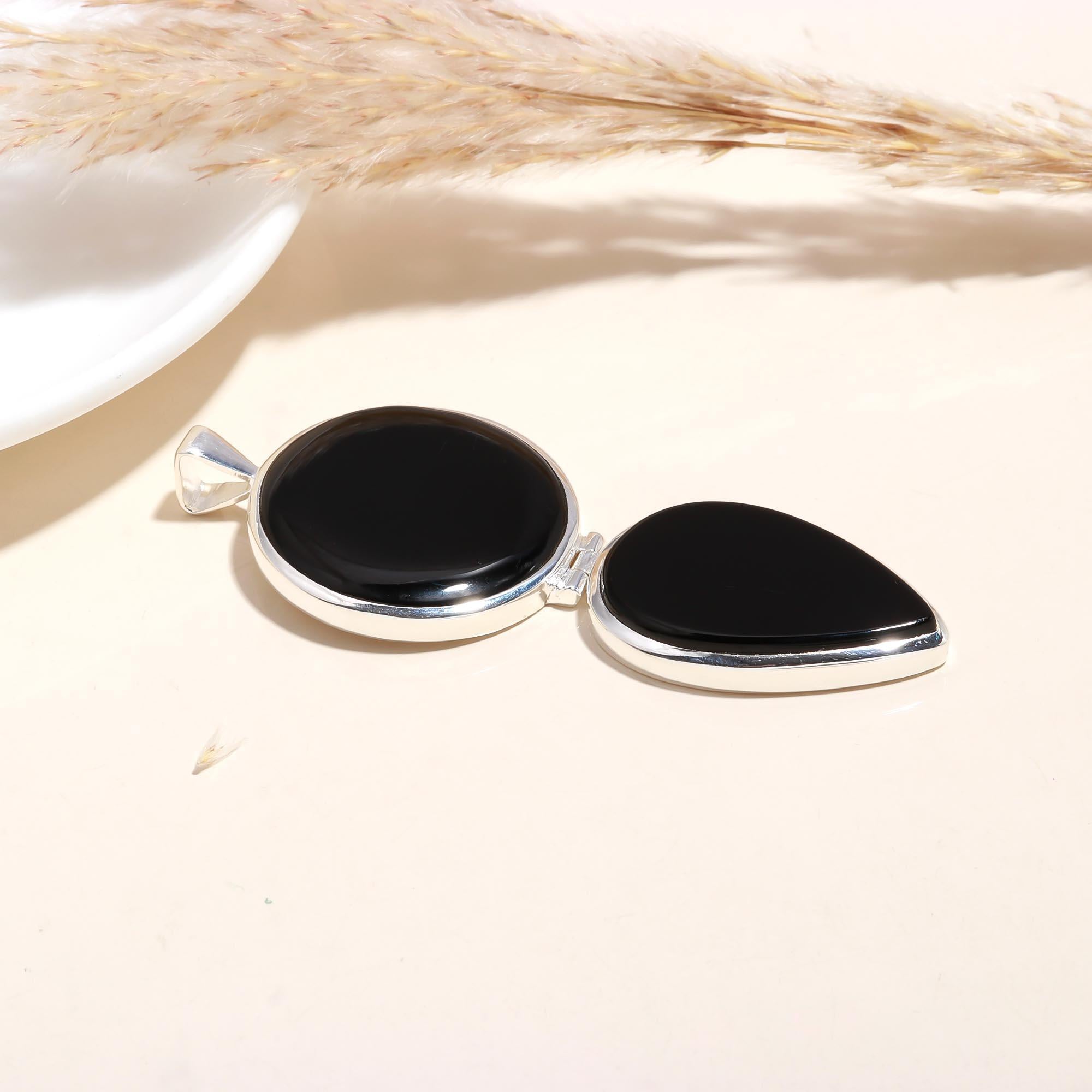 The Midnight Duo: Articulated Black Onyx Locket Style Pendant