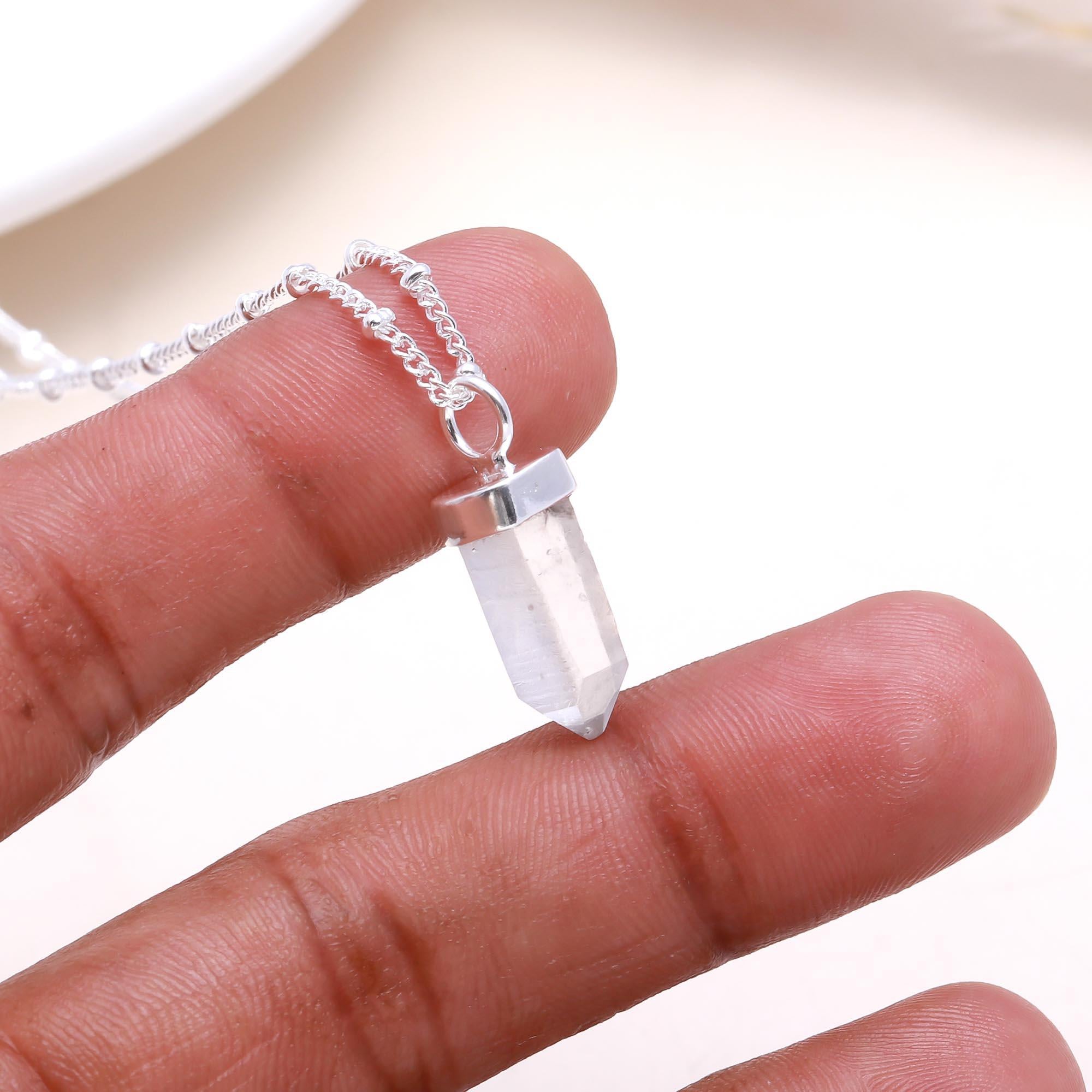 The Clear Quartz Point: Natural Crystal Hexagon Pendant