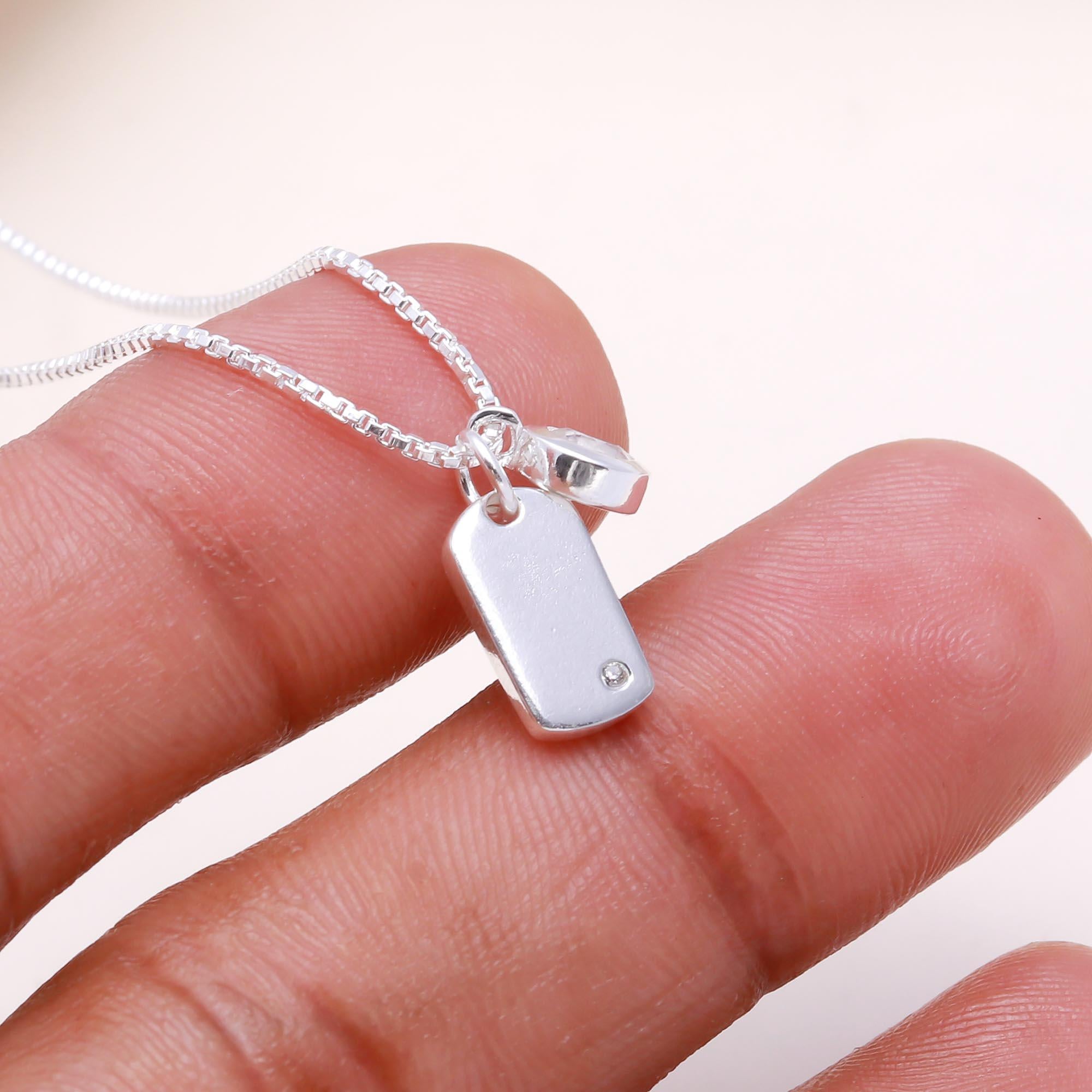 The Minimalist Tag: Engravable Silver Charm Necklace