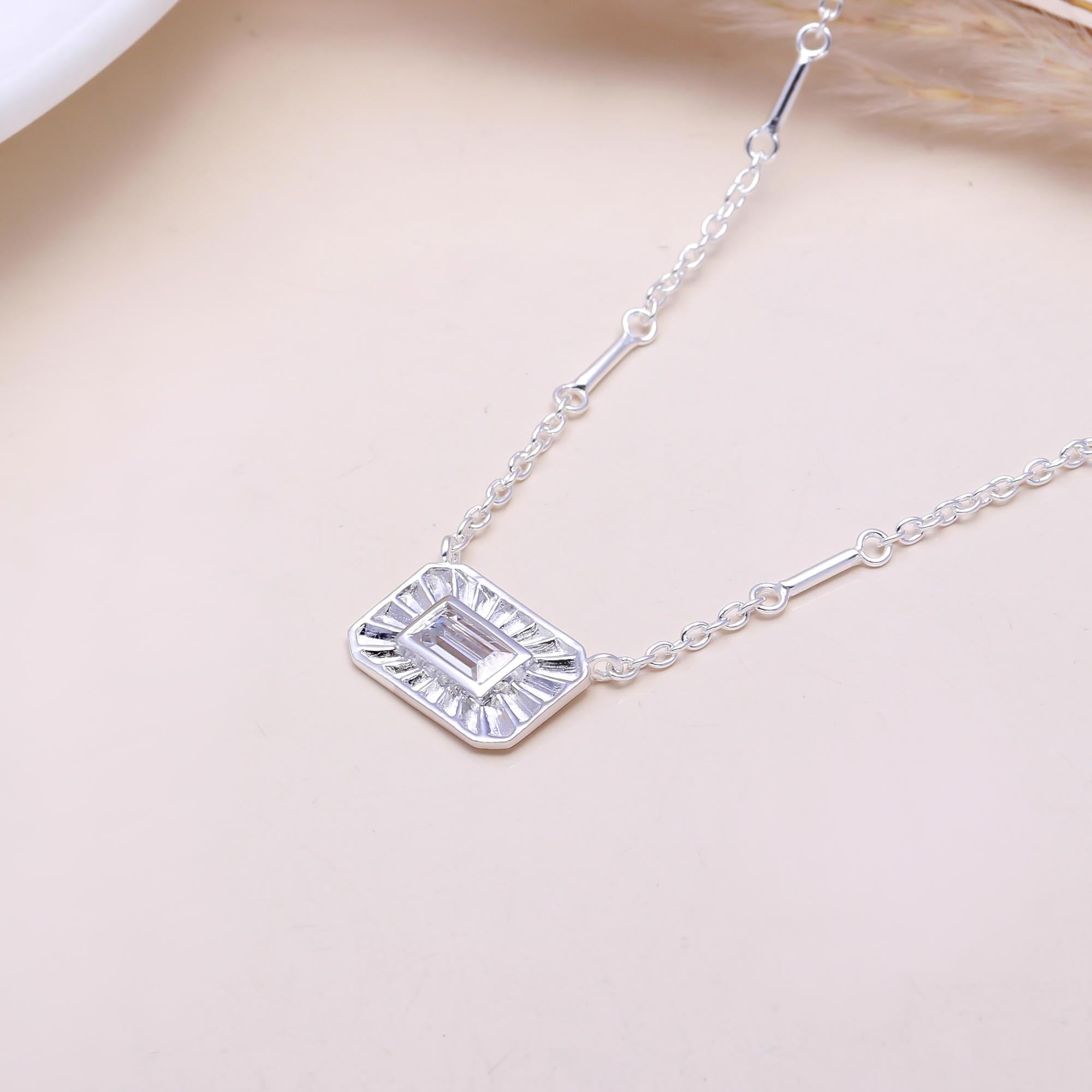 The Crystal Baguette: Art Deco Fluted Necklace