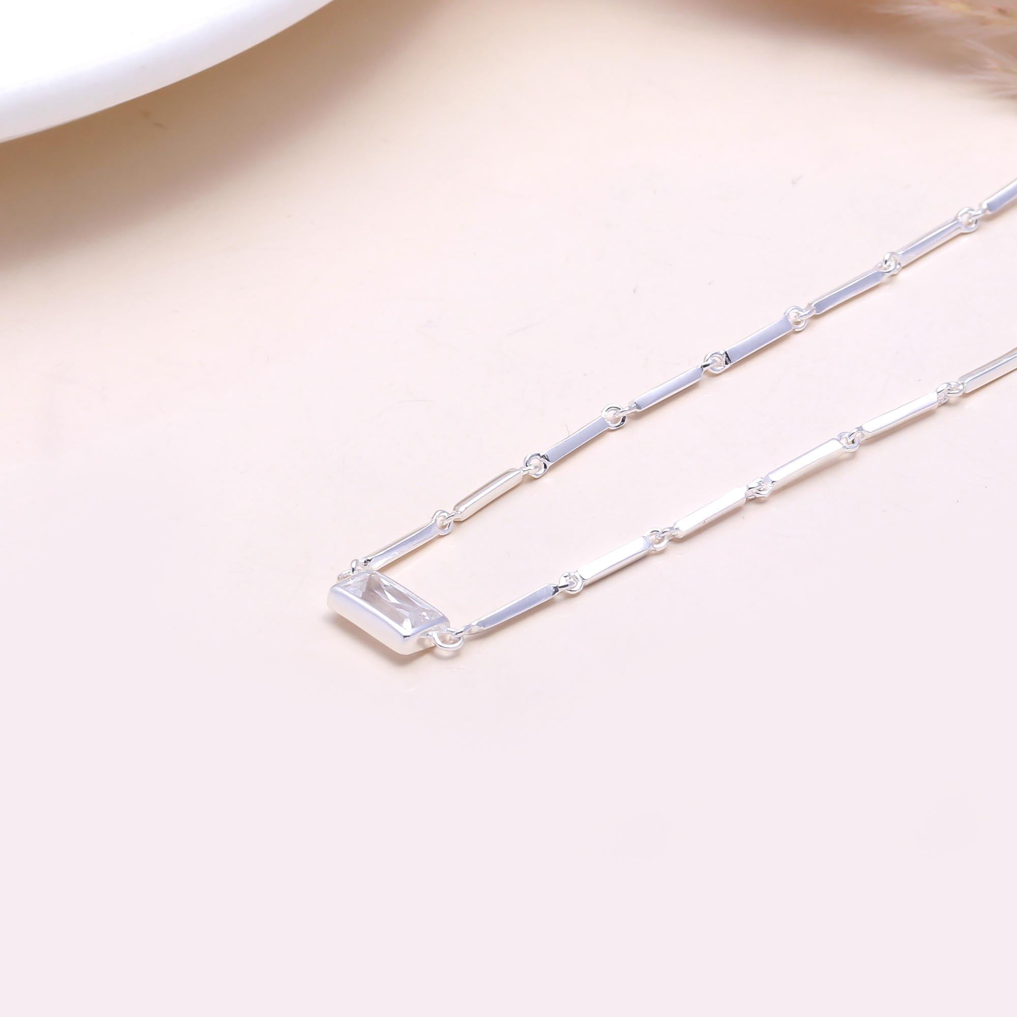 The Modern Baguette: CZ Bar Chain Necklace