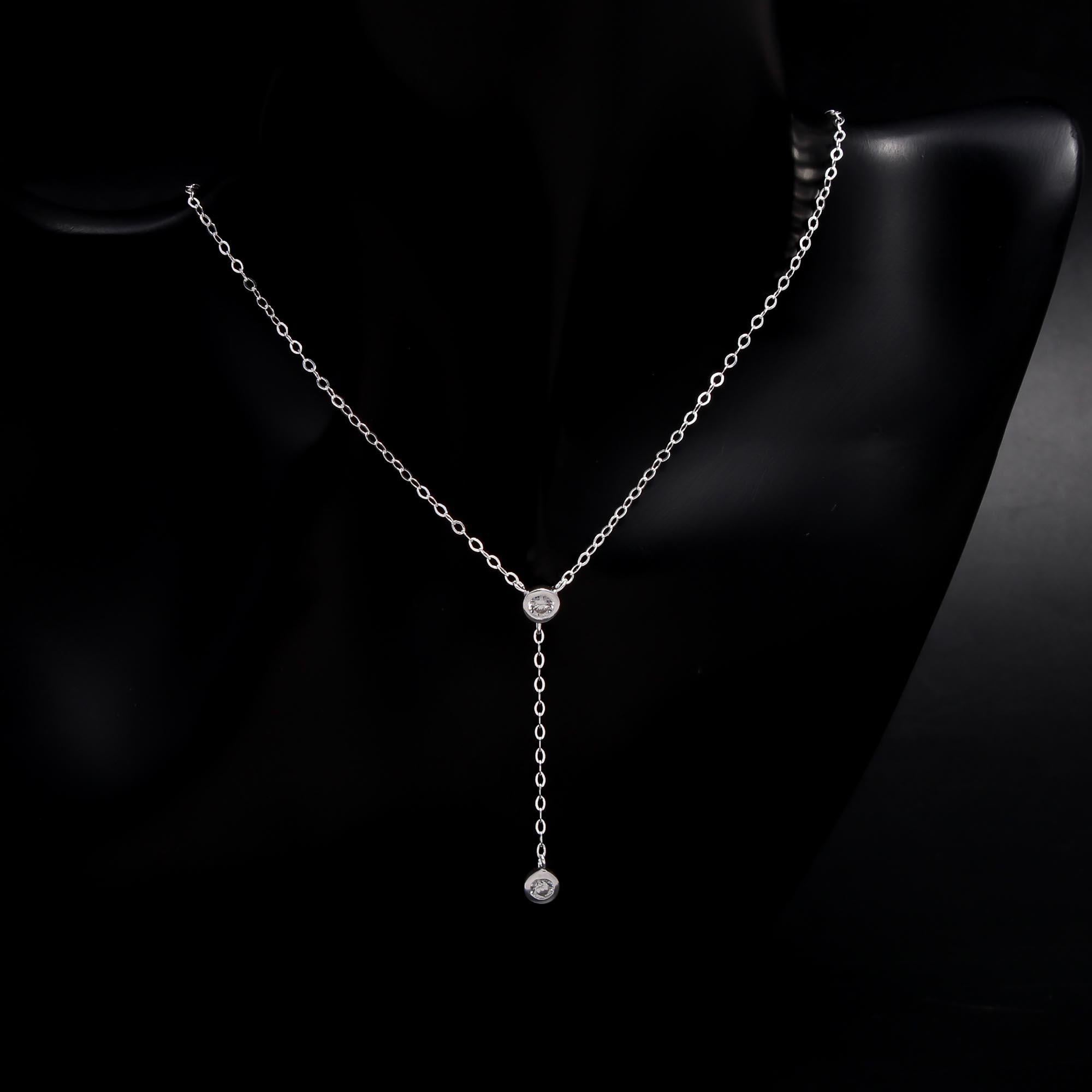 The Double Solitaire: Minimalist Y-Drop Lariat Necklace