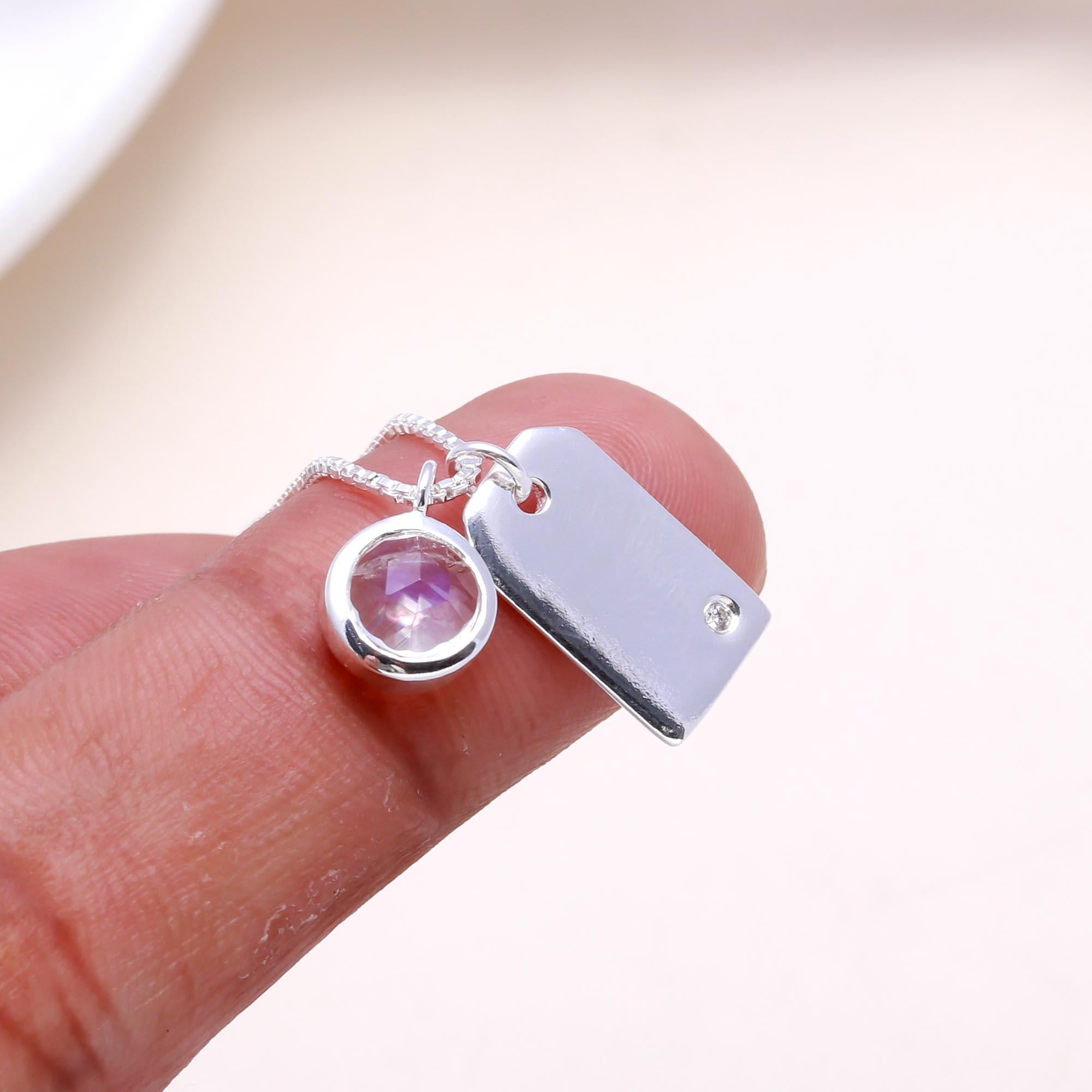 The Layered Charm: Engravable Silver Tag Necklace