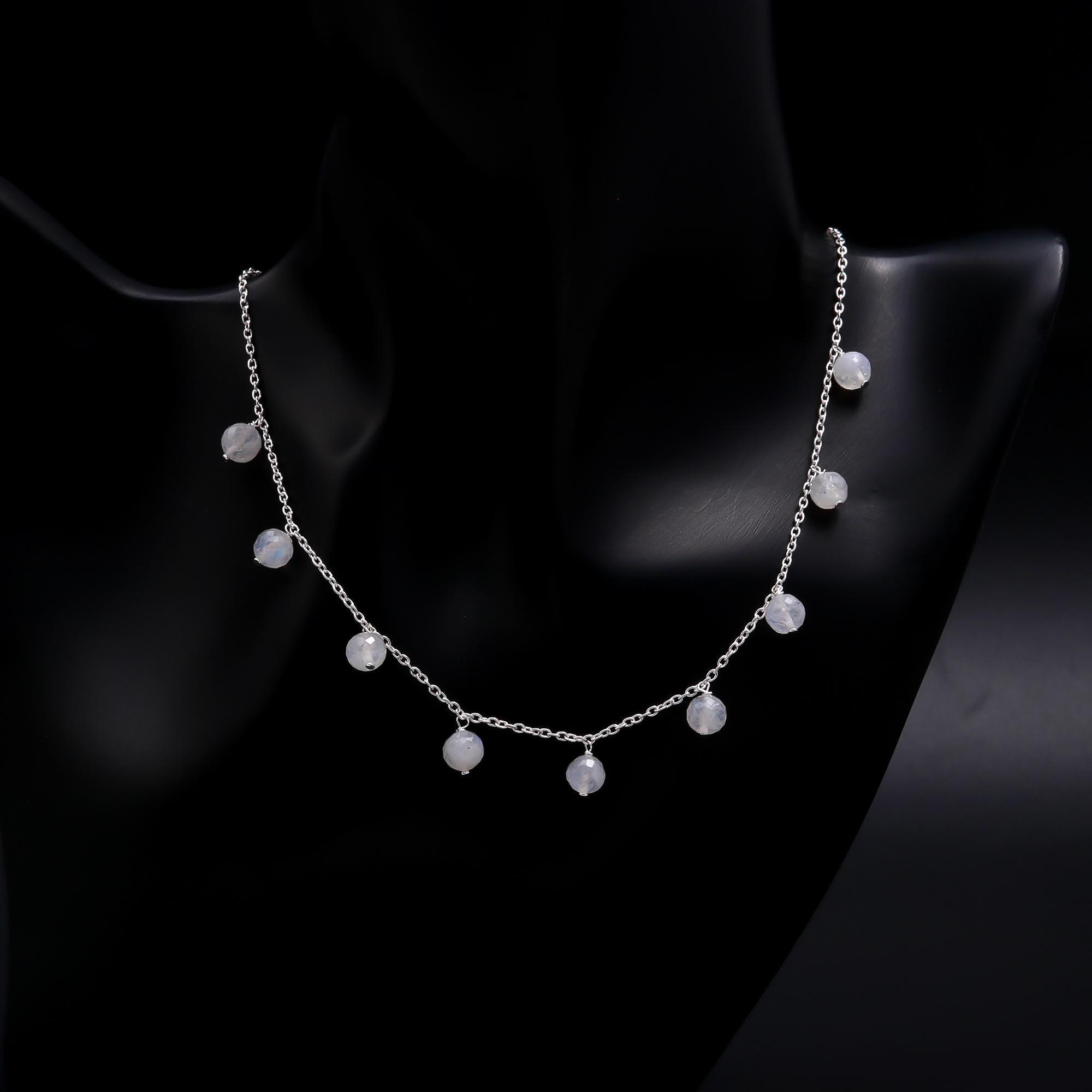 The Lunar Drops: Moonstone Dangle Station Necklace