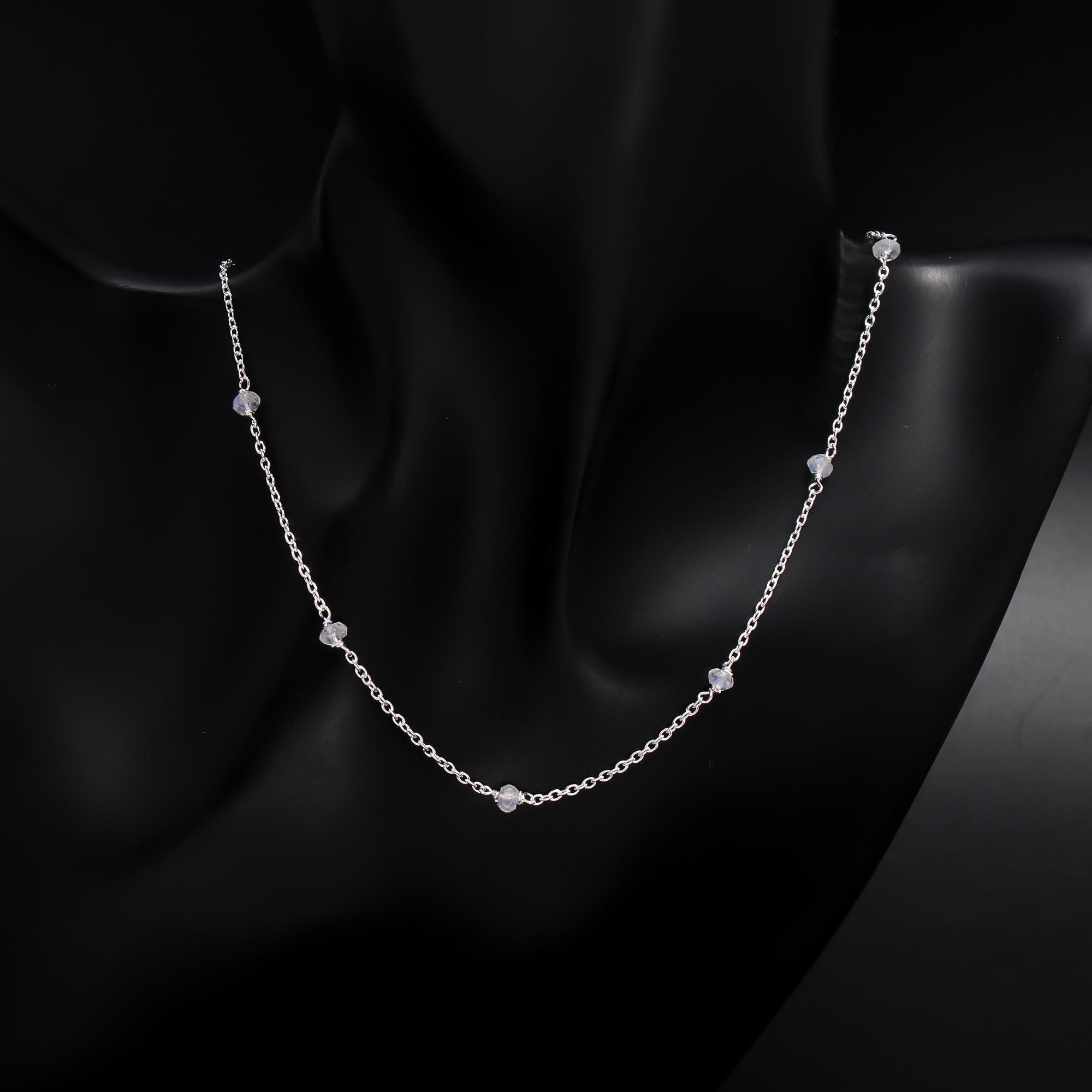 The Faceted Moon: Moonstone Bead Station Necklace