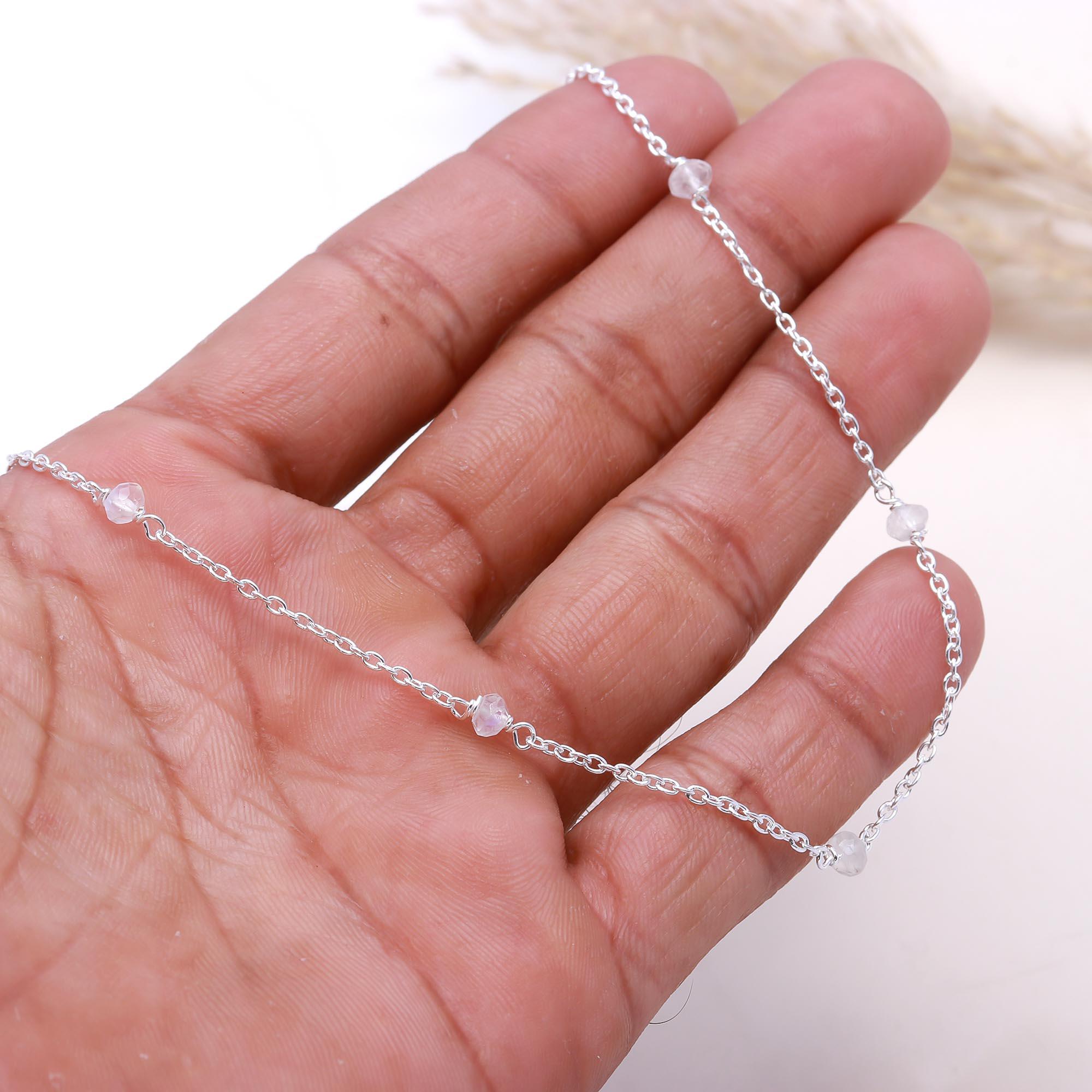 The Faceted Moon: Moonstone Bead Station Necklace