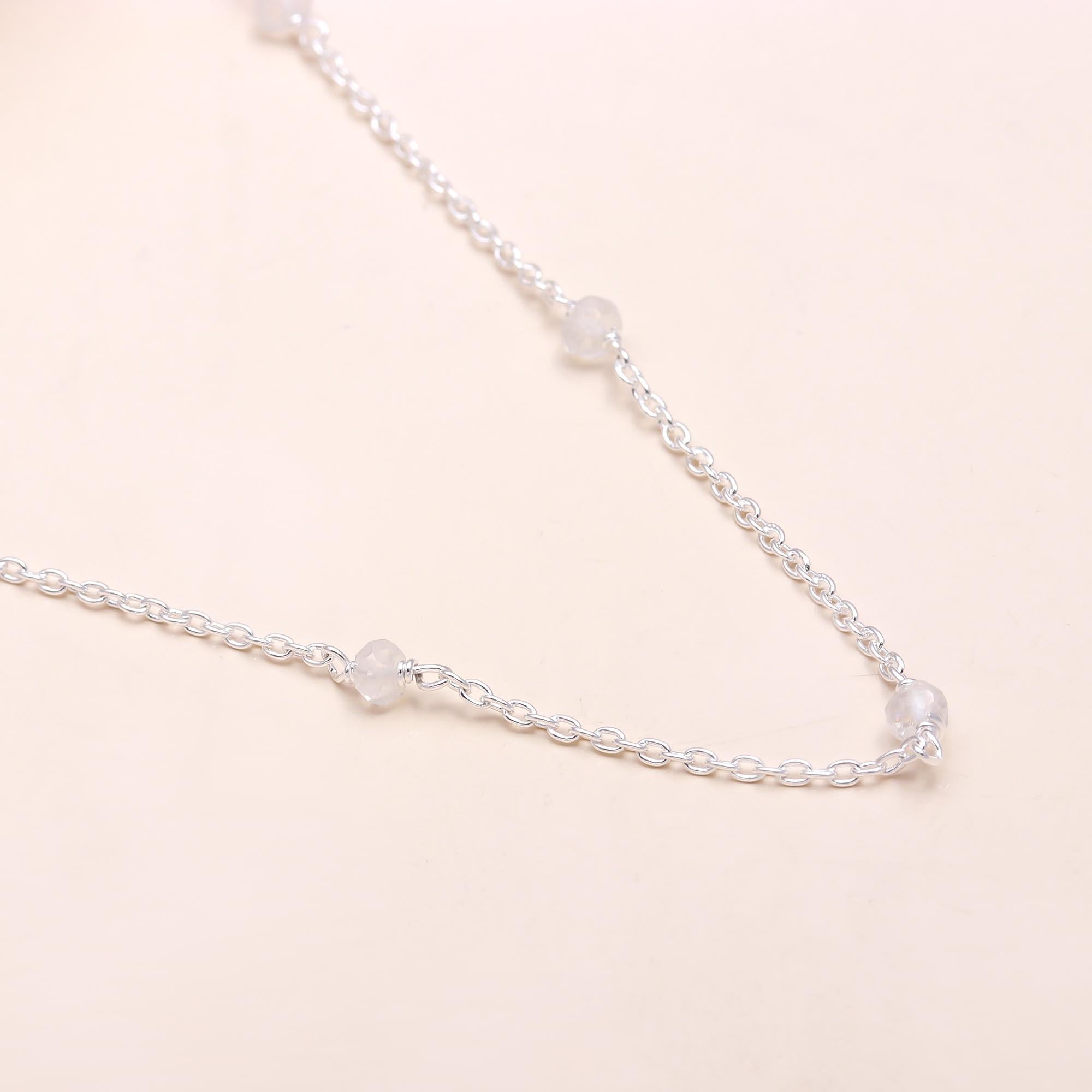 The Subtle Sparkle: Micro-Bead Moonstone Necklace
