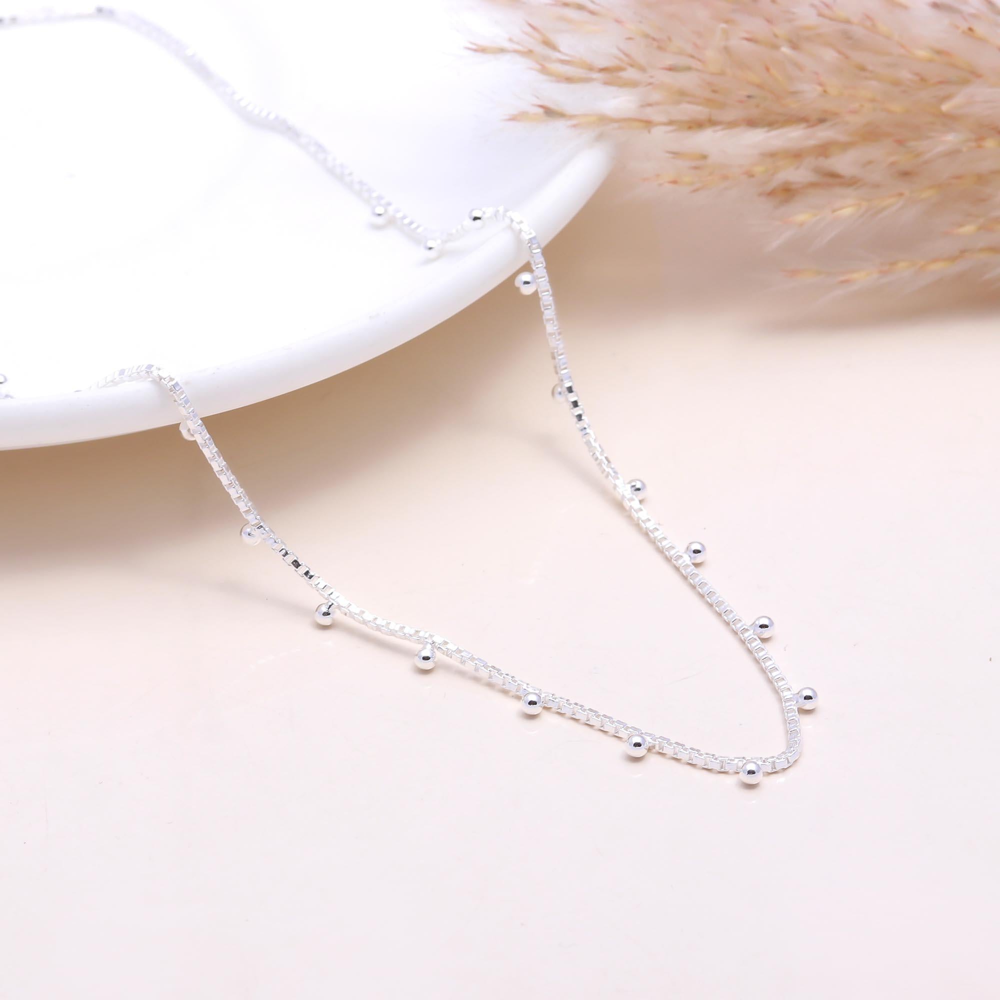 The Silver Droplet: Ball Charms Chain Necklace