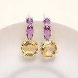 Sterling Silver Amethyst & Citrine Multi Stud Earrings