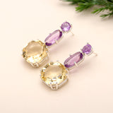 Sterling Silver Amethyst & Citrine Multi Stud Earrings