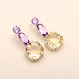 Sterling Silver Amethyst & Citrine Multi Stud Earrings