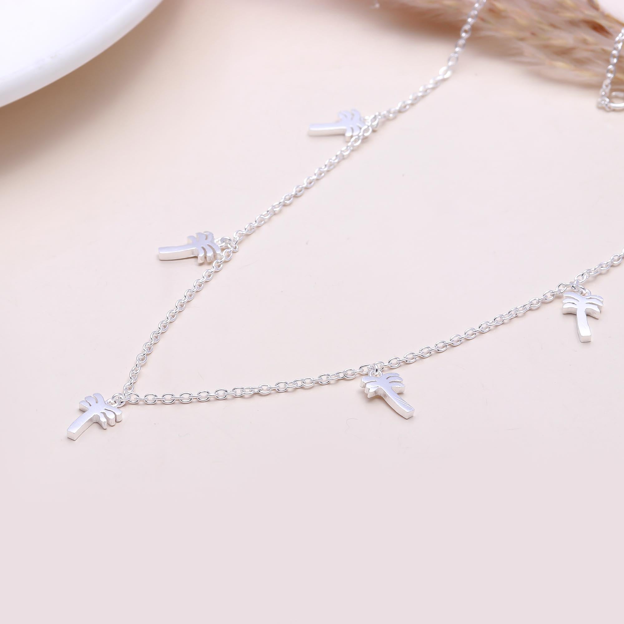 The Island Escape: Silver Palm Tree Dangle Necklace