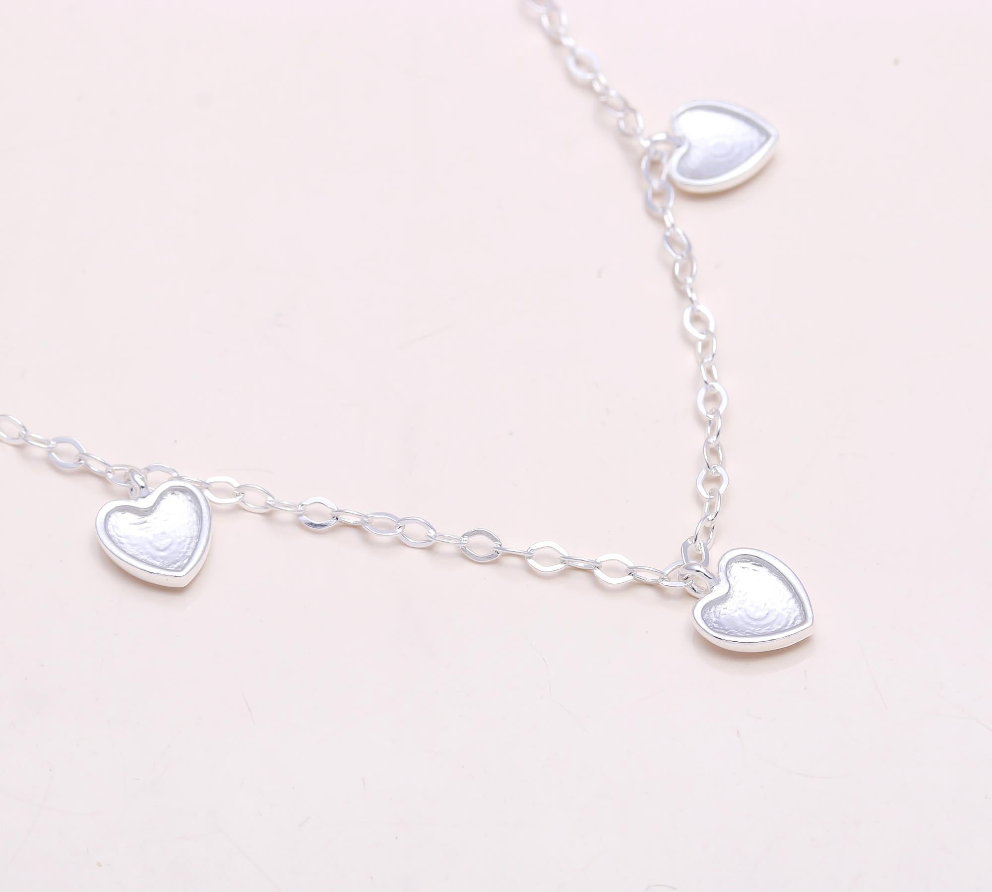 The Cascading Heart: The Falling Love: Silver & White Heart Charm Choker