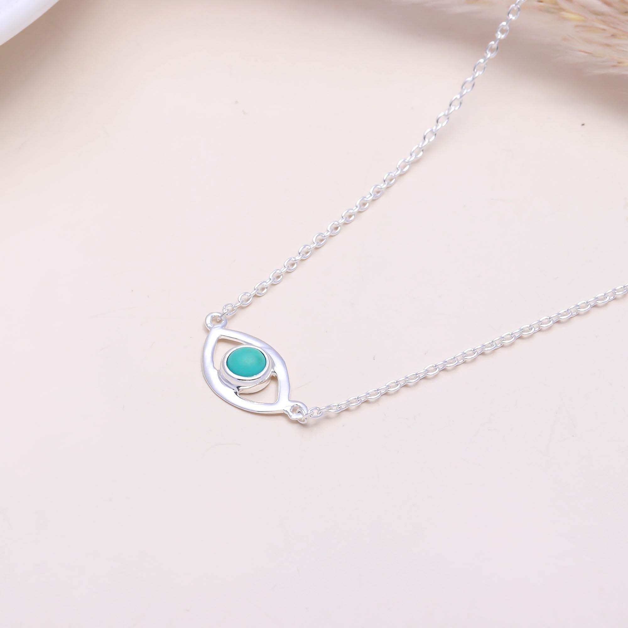 The Protective Eye: Turquoise Evil Eye Silver Necklace