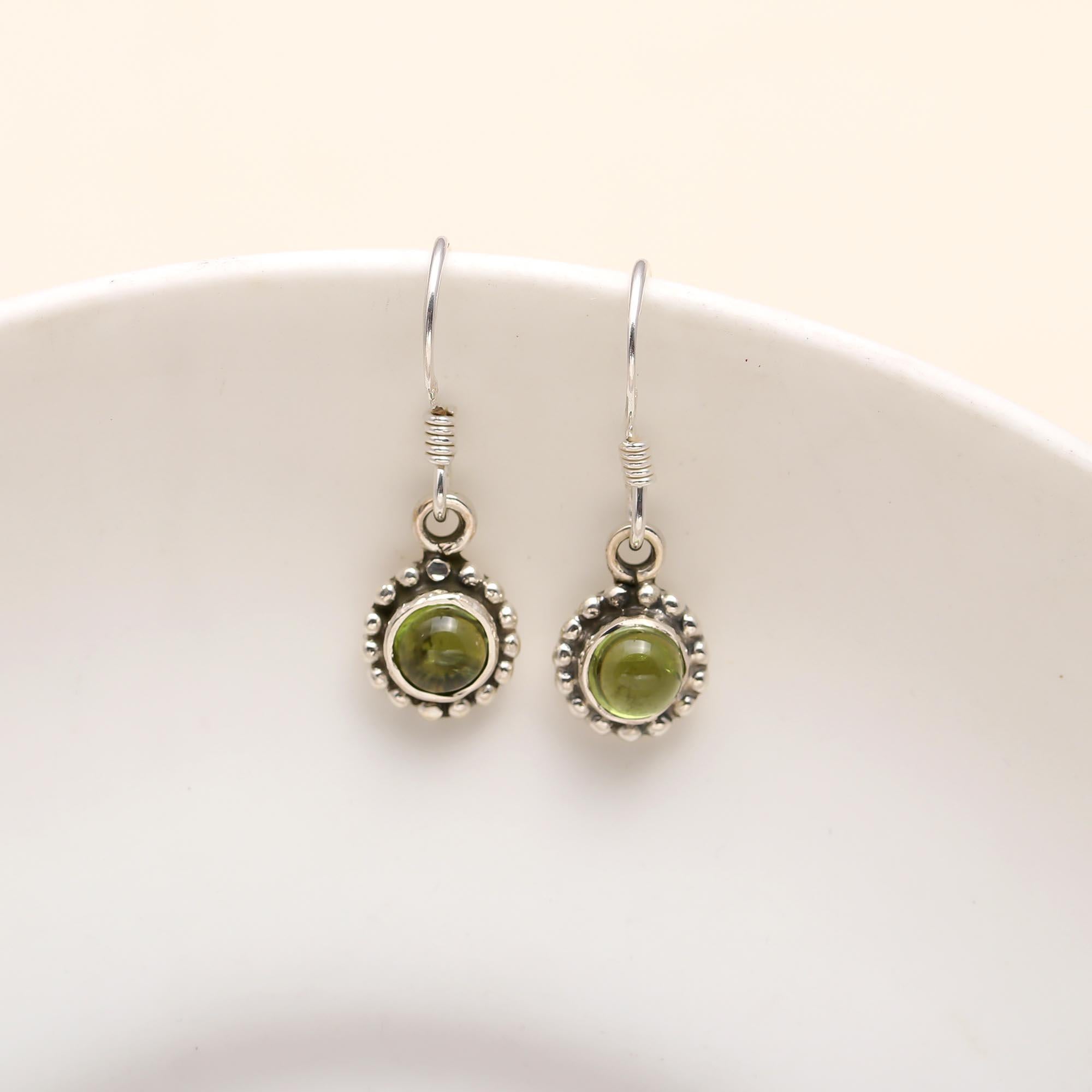 925 Silver Peridot Dangle Earrings