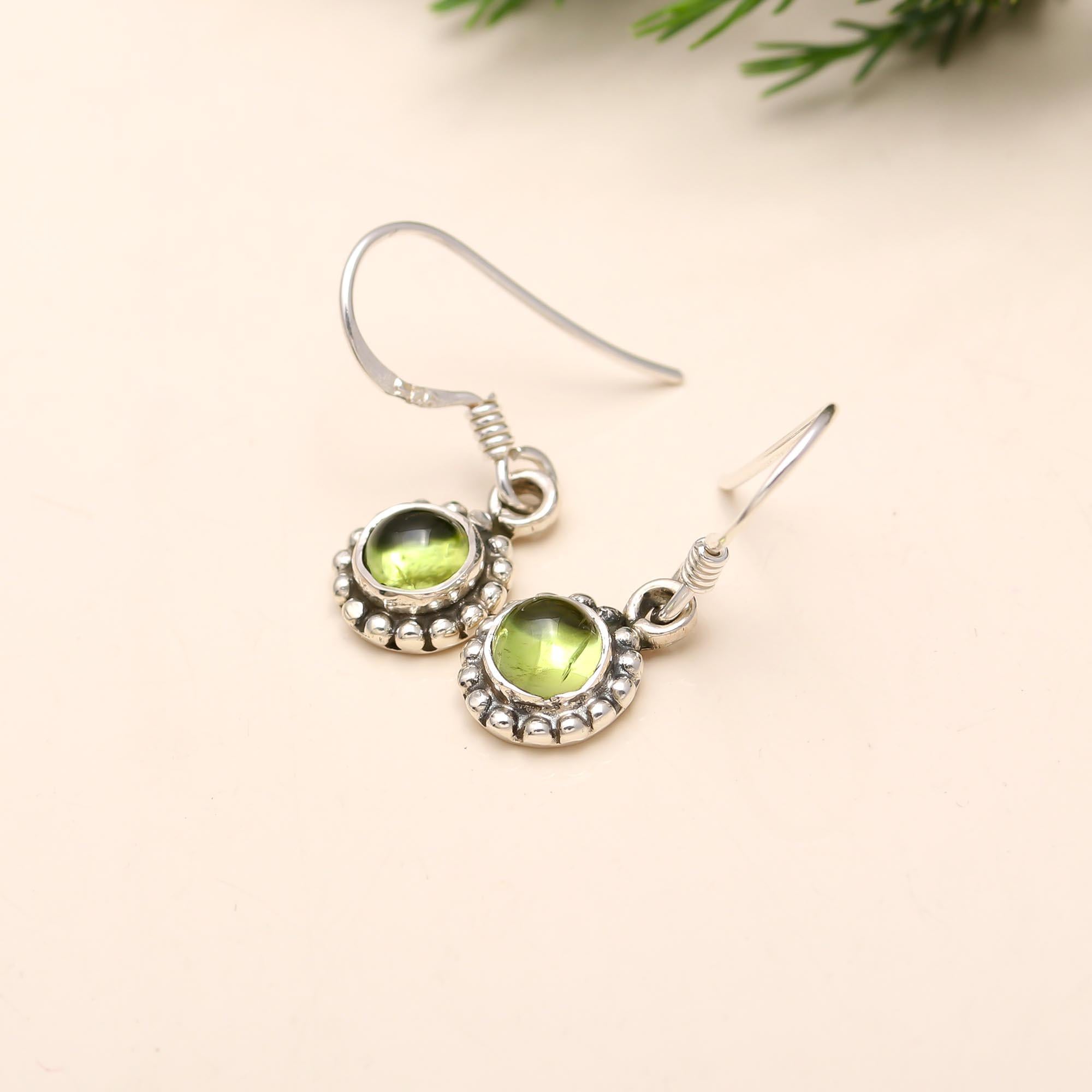 925 Silver Peridot Dangle Earrings