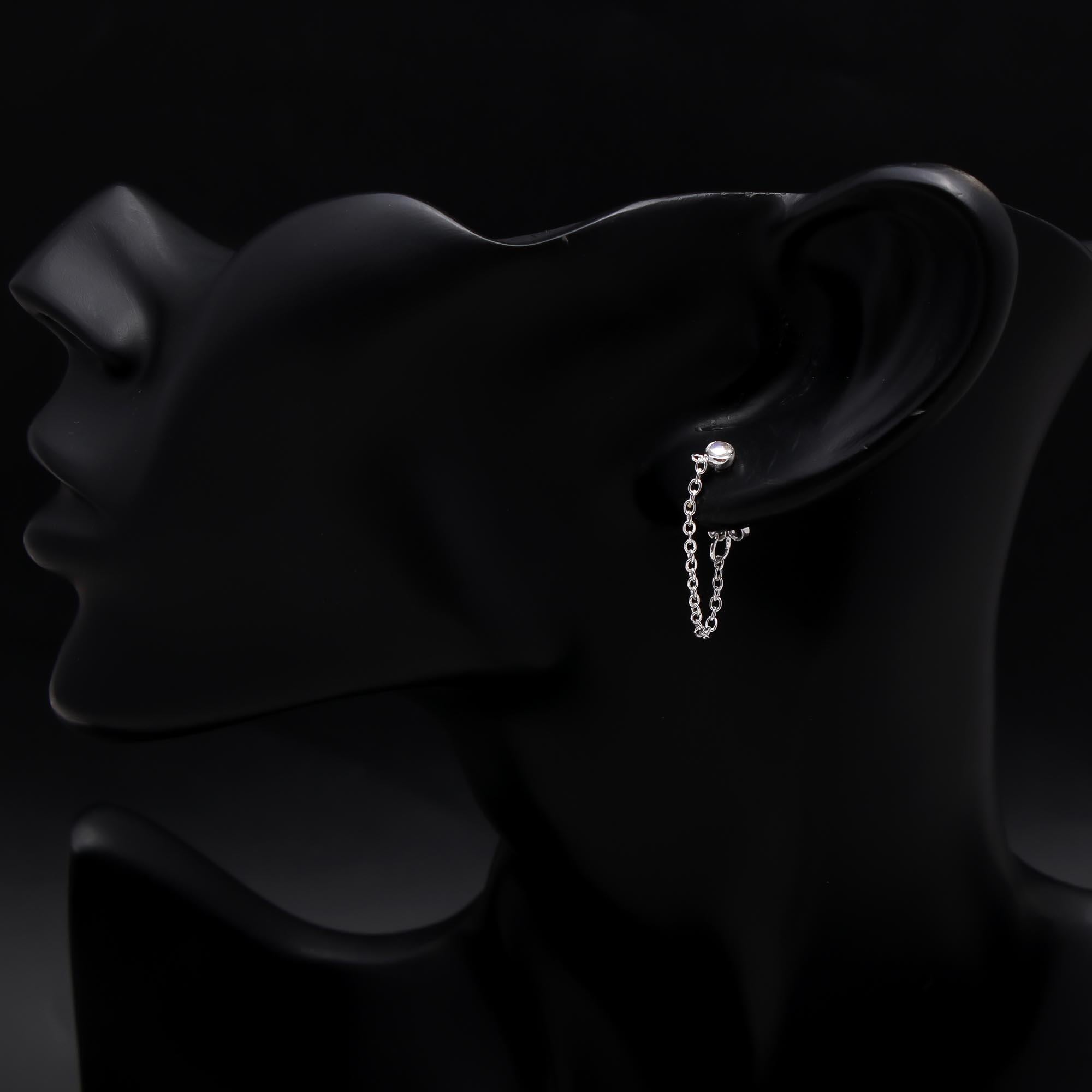 The Silver Link: Minimalist Chain Loop Stud Earrings