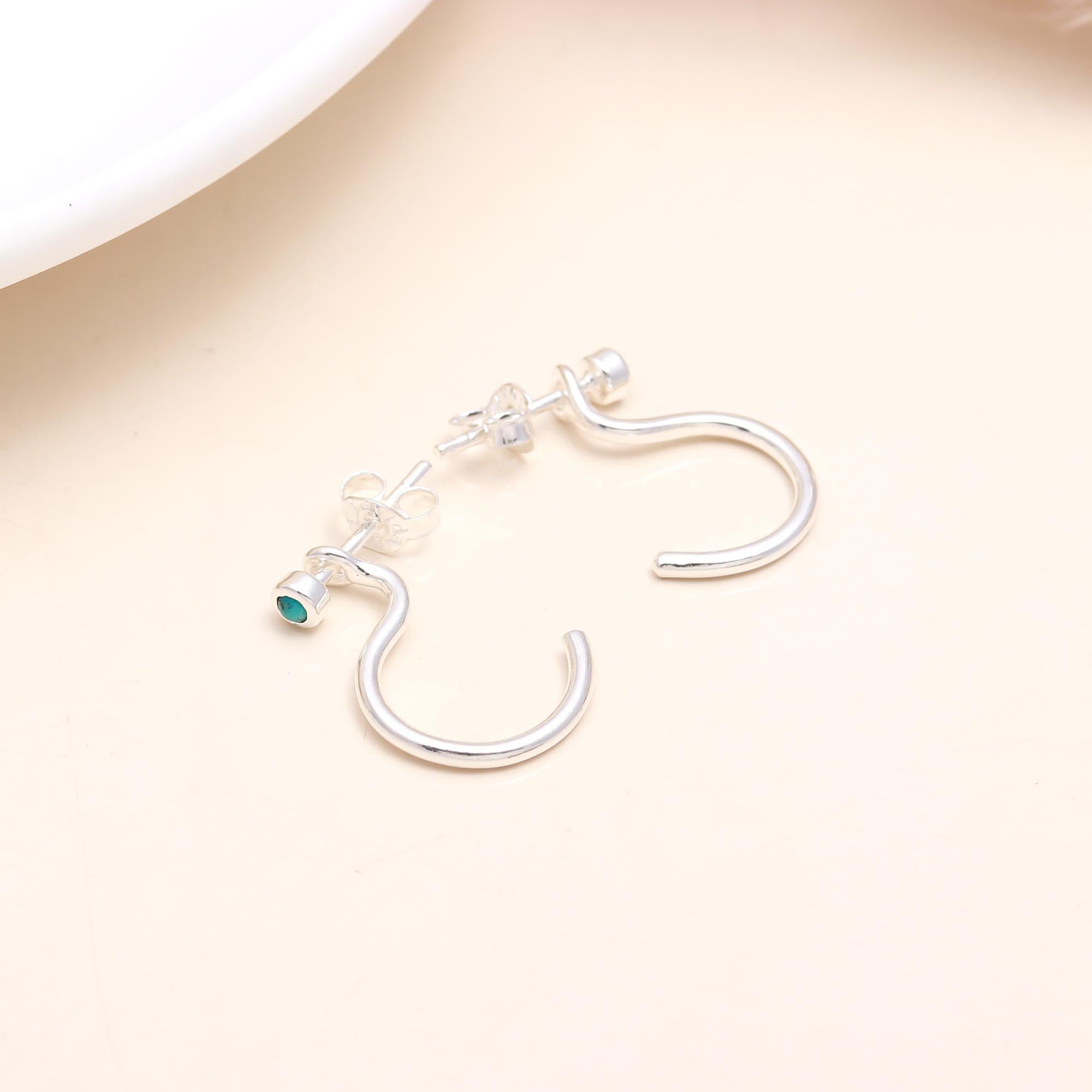 925 Sterling Silver Open Hoop  Stud Earrings