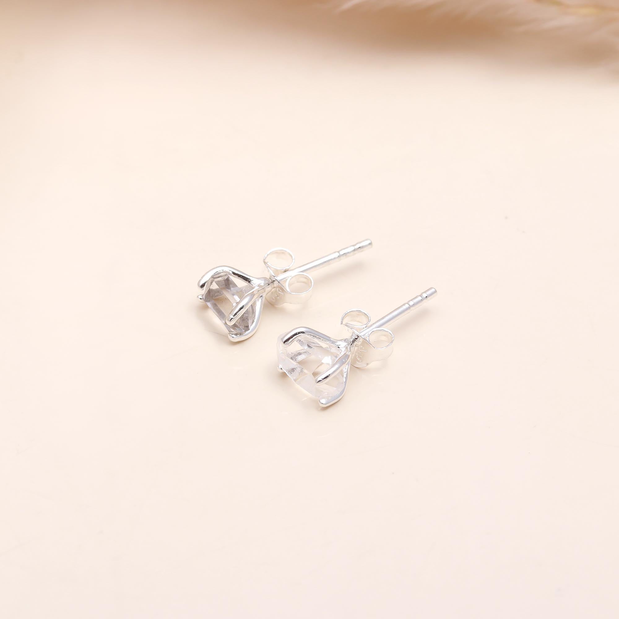 925 Sterling Silver Raw Crystal Stud Earrings