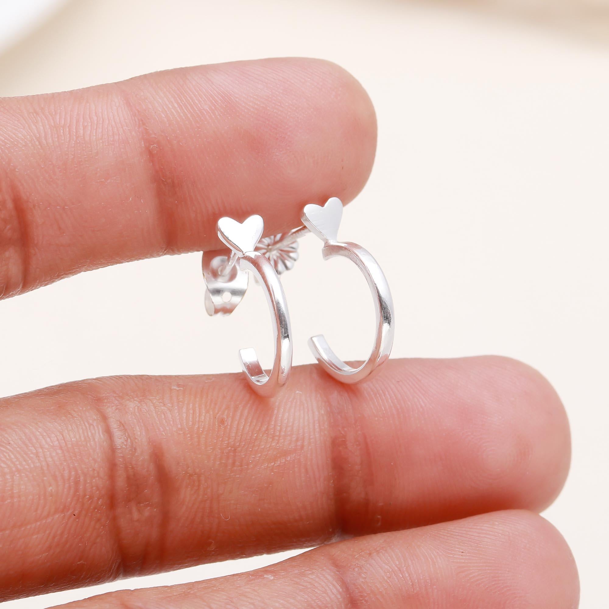 925 Sterling Silver Heart Hoop Earrings