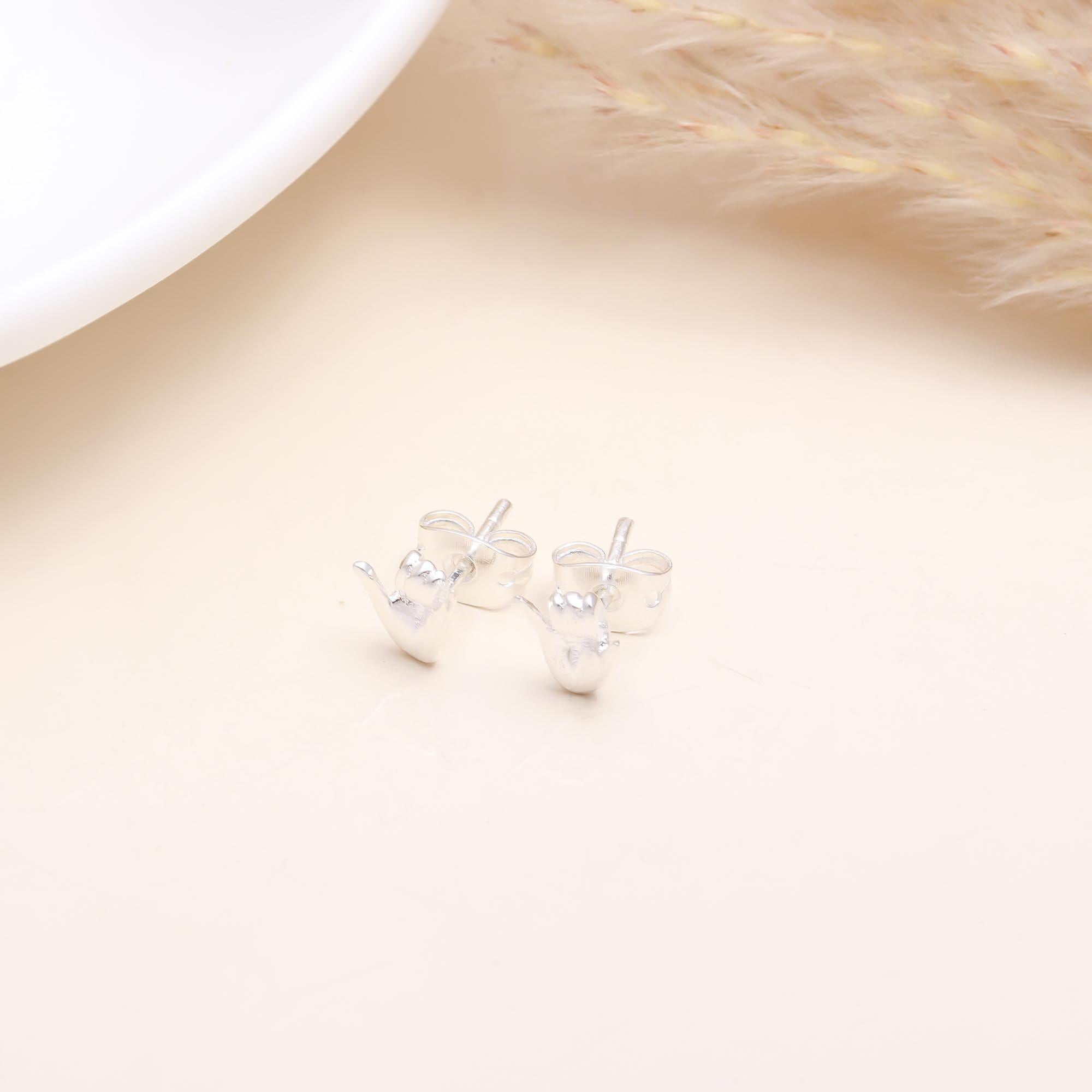 925 Sterling Silver Shaka Hand Stud Earrings