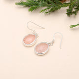 925 Sterling Silver Rose Quartz Dangle Earrings